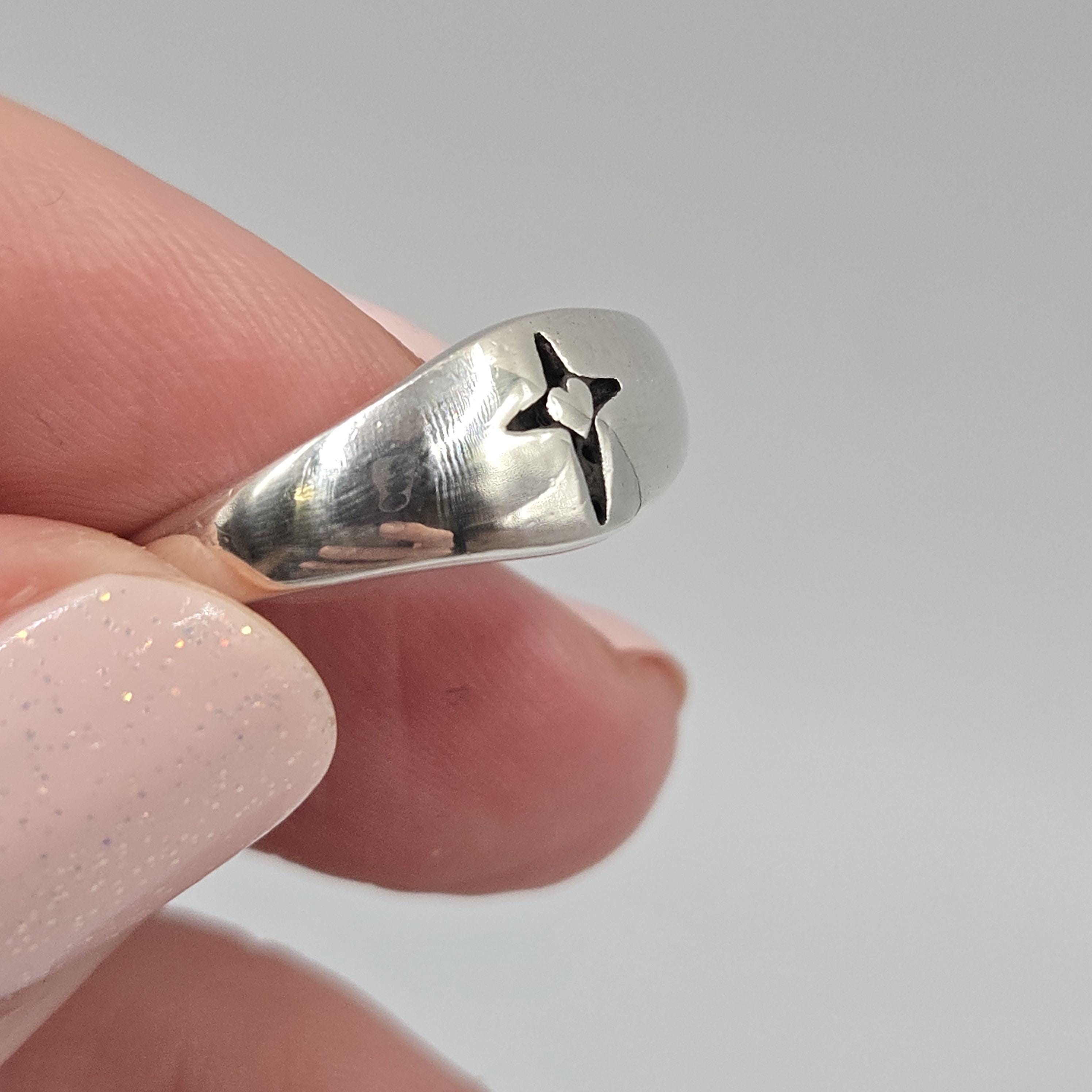Sterling Silver Cross Ring with Heart Size 6