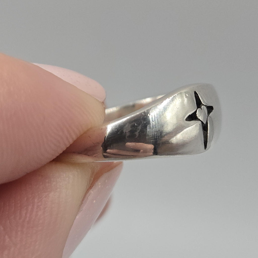 Sterling Silver Cross Ring with Heart Size 6