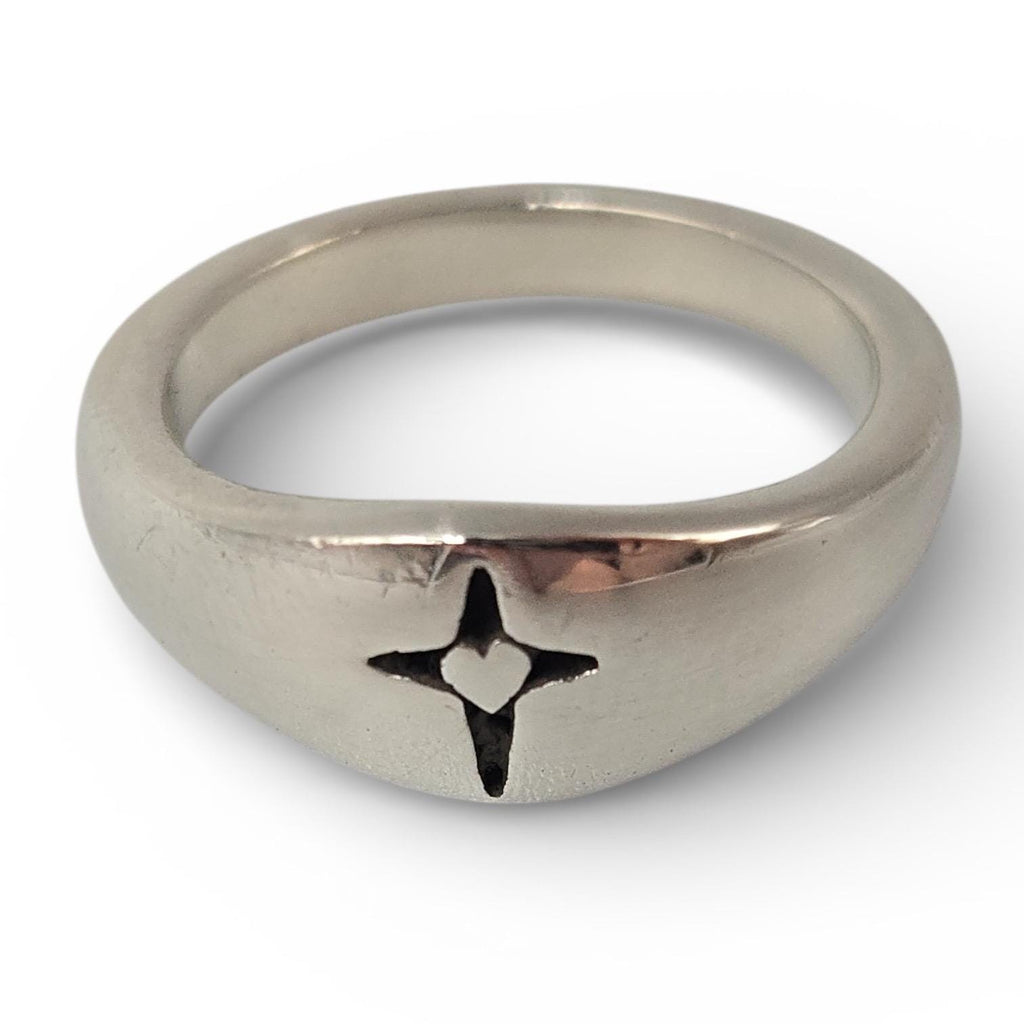 Sterling Silver Cross Ring with Heart Size 6