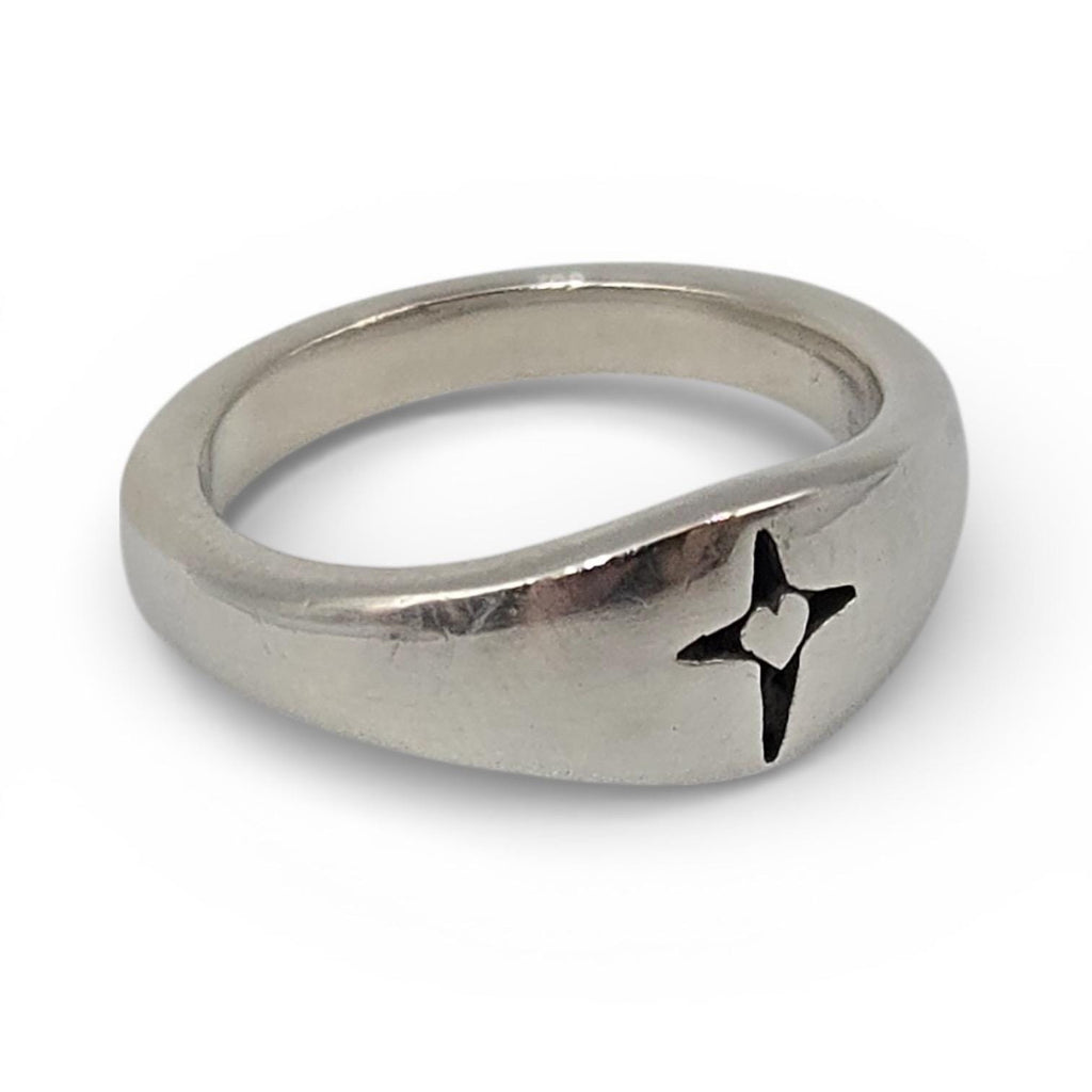 Sterling Silver Cross Ring with Heart Size 6