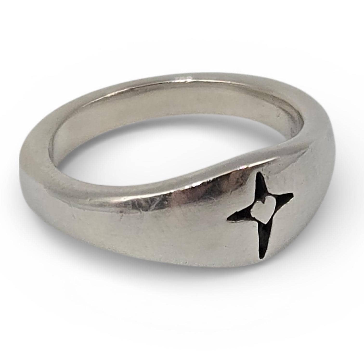 Sterling Silver Cross Ring with Heart Size 6