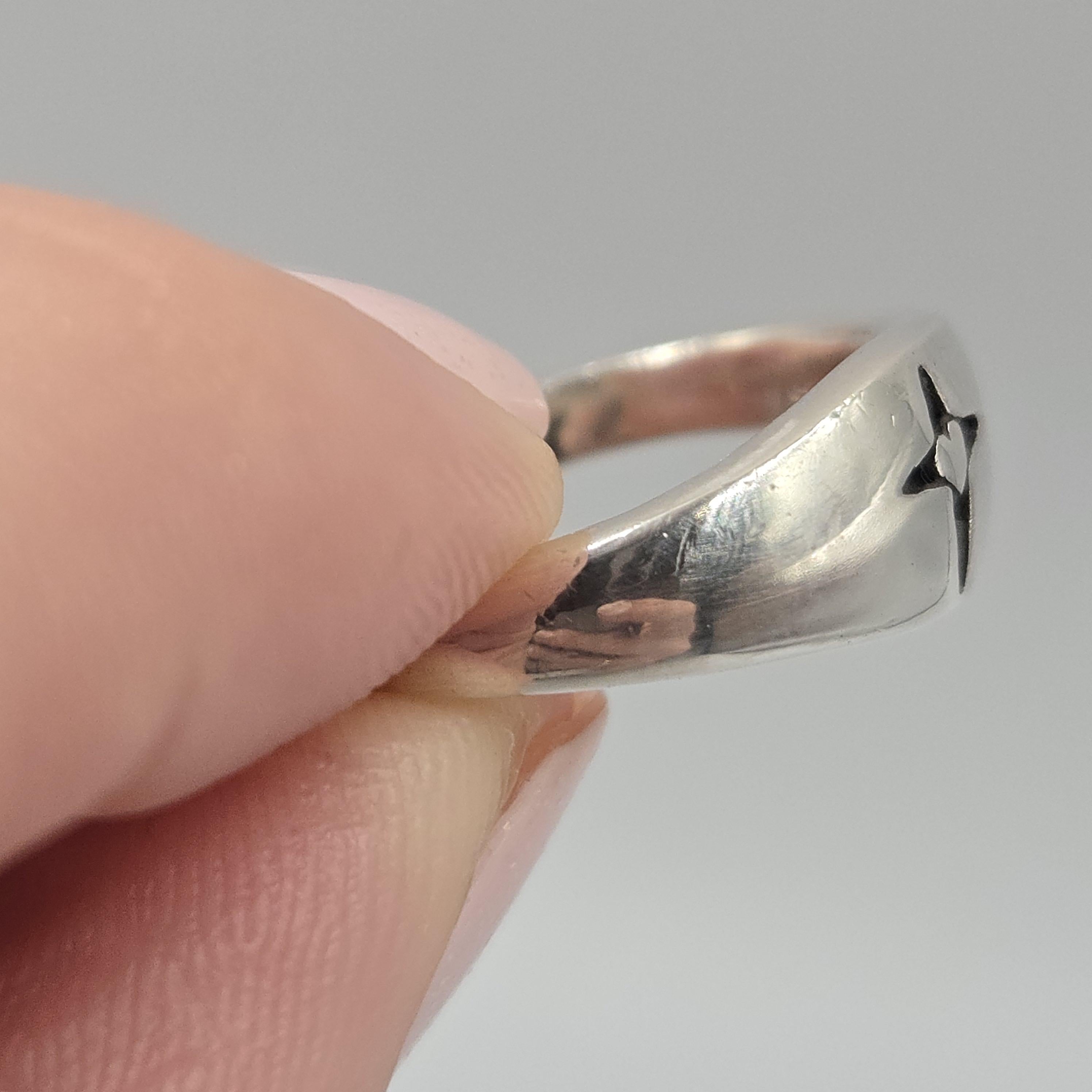 Sterling Silver Cross Ring with Heart Size 6