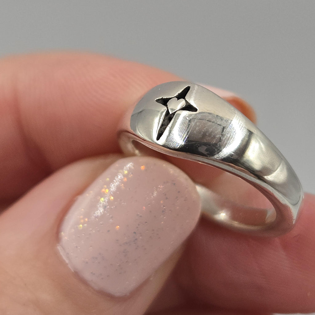 Sterling Silver Cross Ring with Heart Size 6