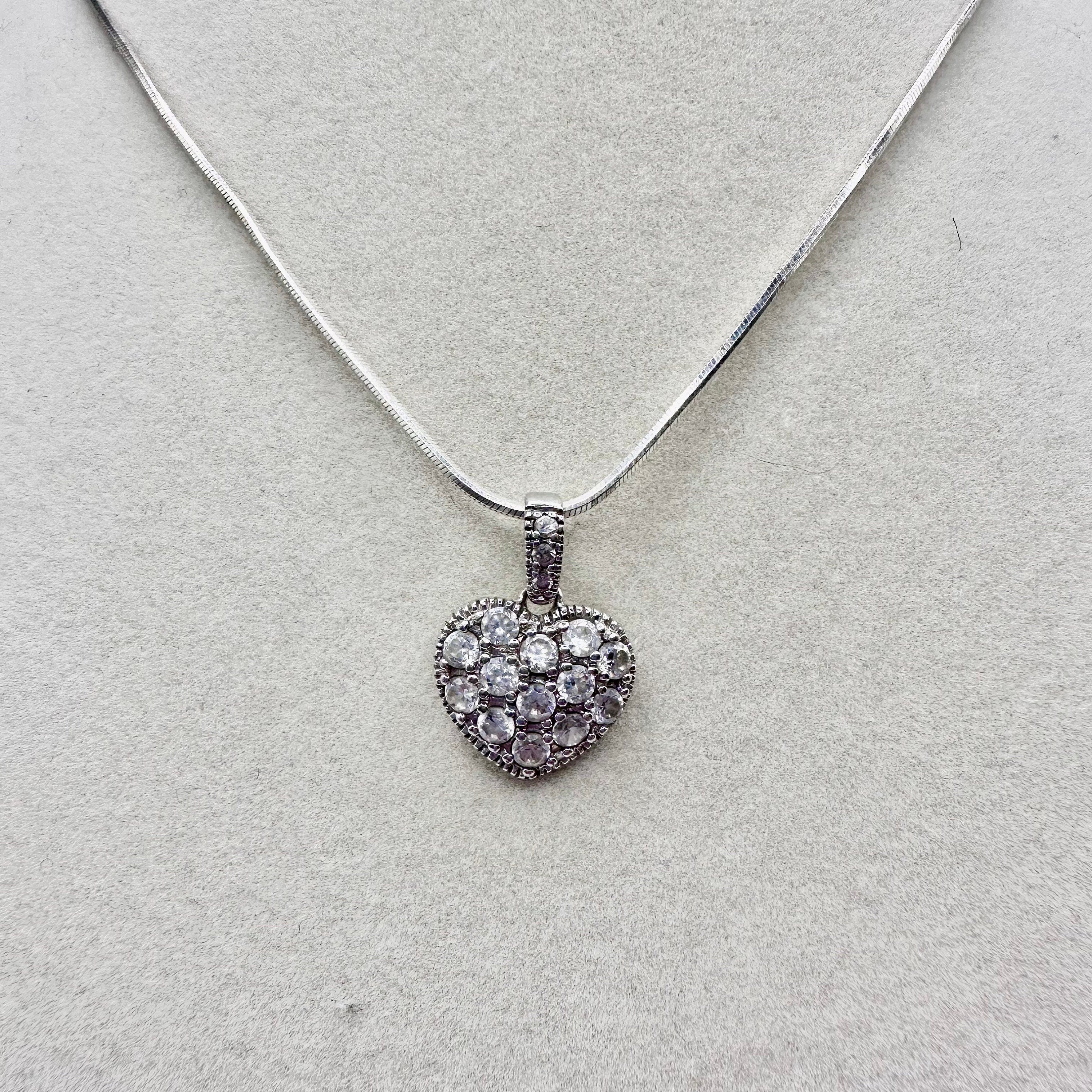 Sterling Silver Heart Necklace 18"