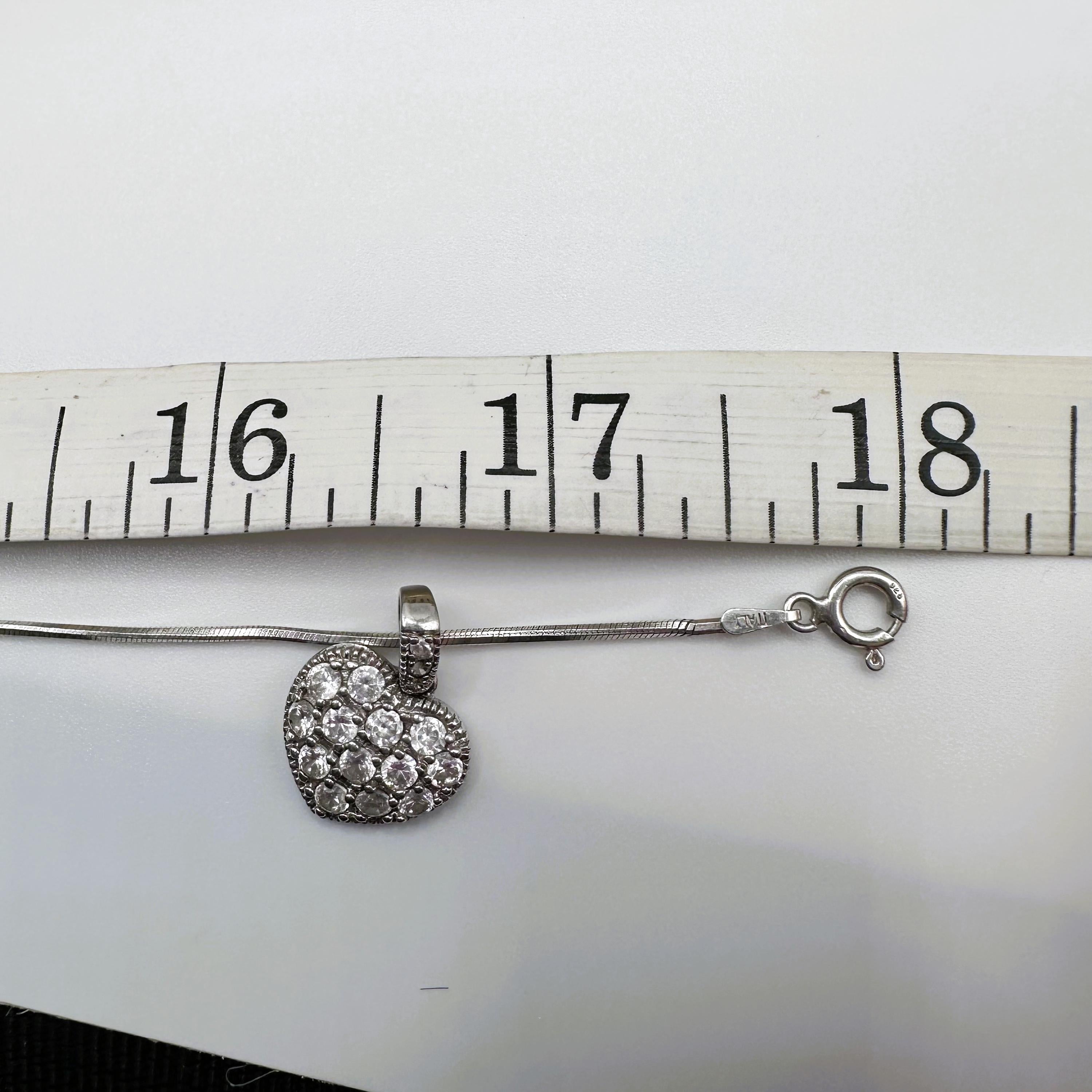 Sterling Silver Heart Necklace 18"