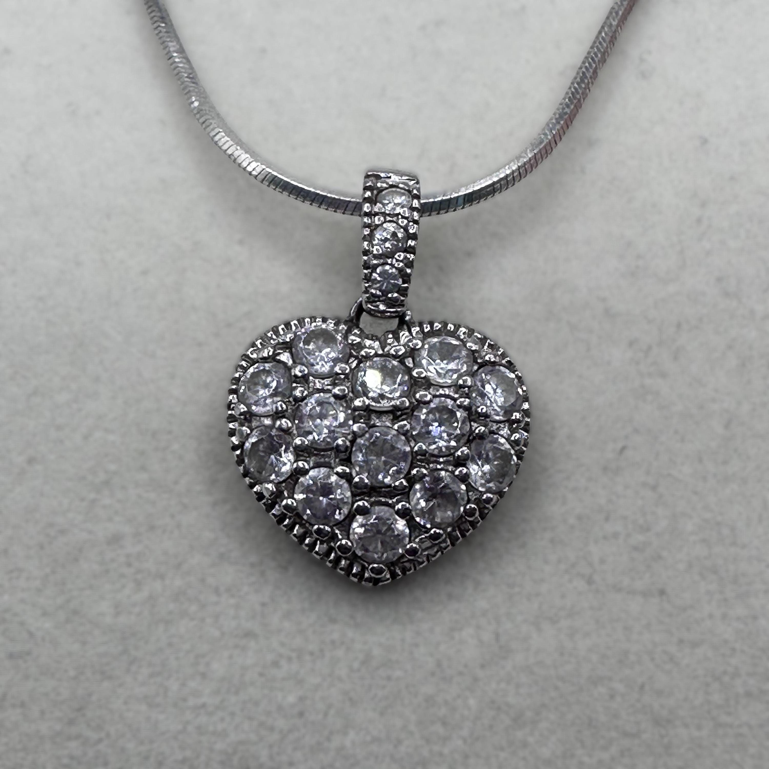 Sterling Silver Heart Necklace 18"