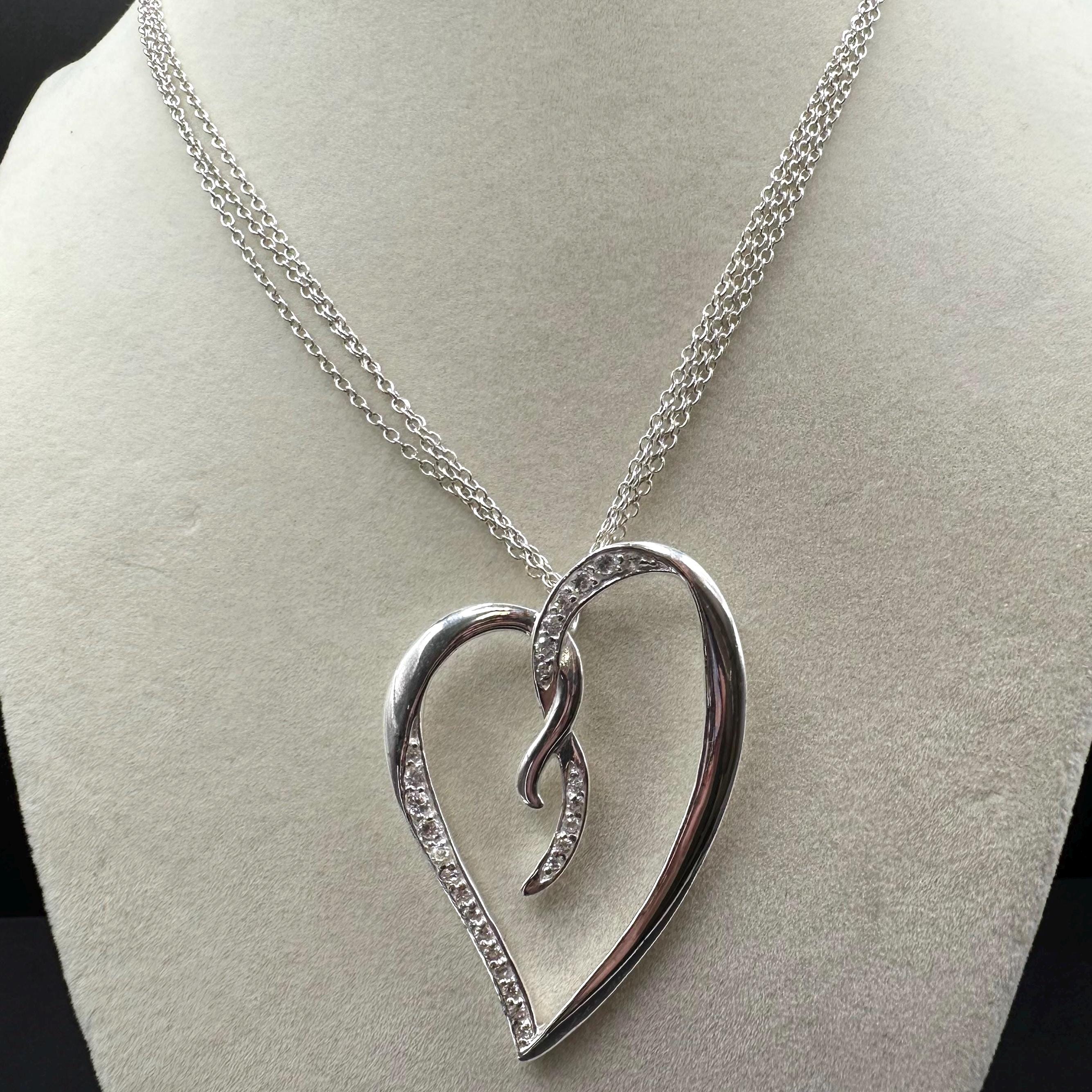Sterling Silver Heart Pendant Necklace 16 Inches Length