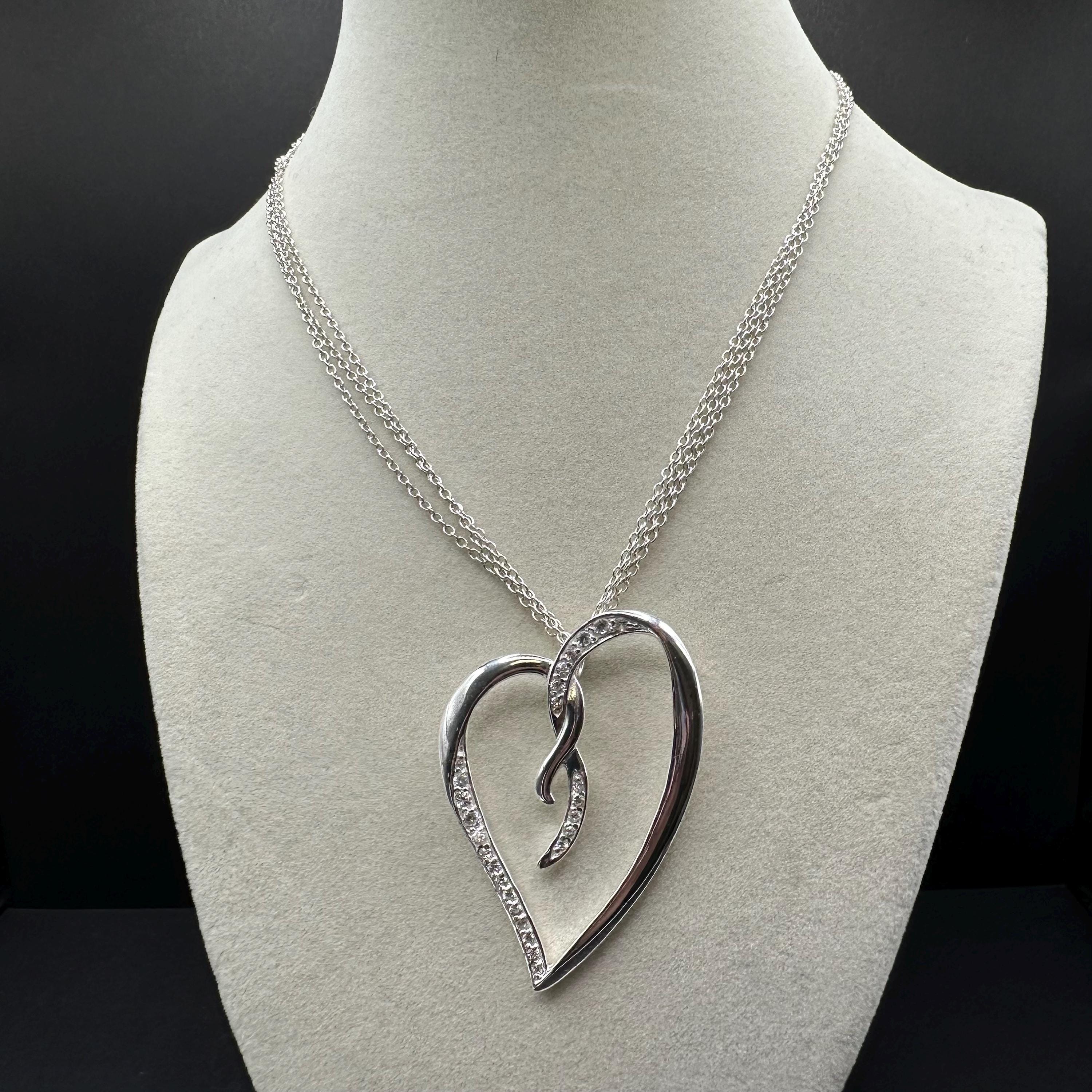 Sterling Silver Heart Pendant Necklace 16 Inches Length