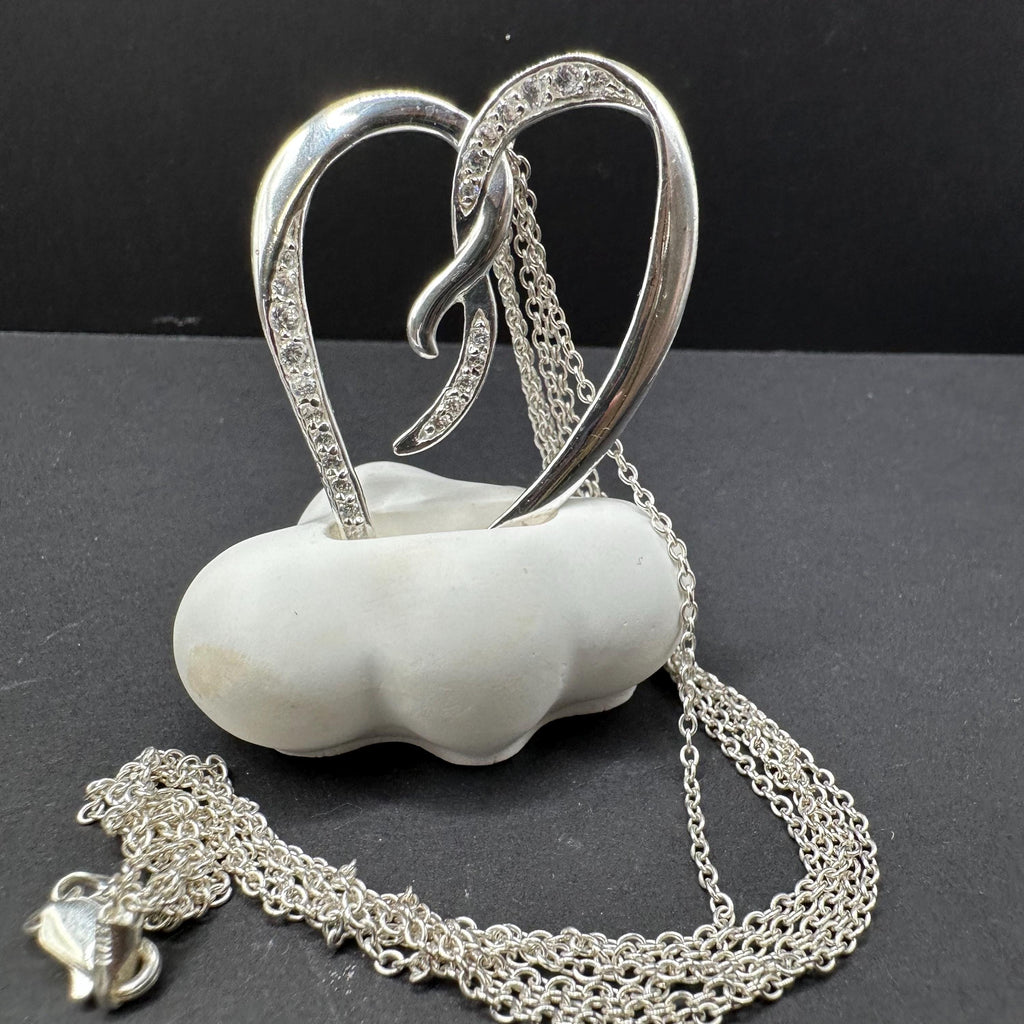 Sterling Silver Heart Pendant Necklace 16 Inches Length