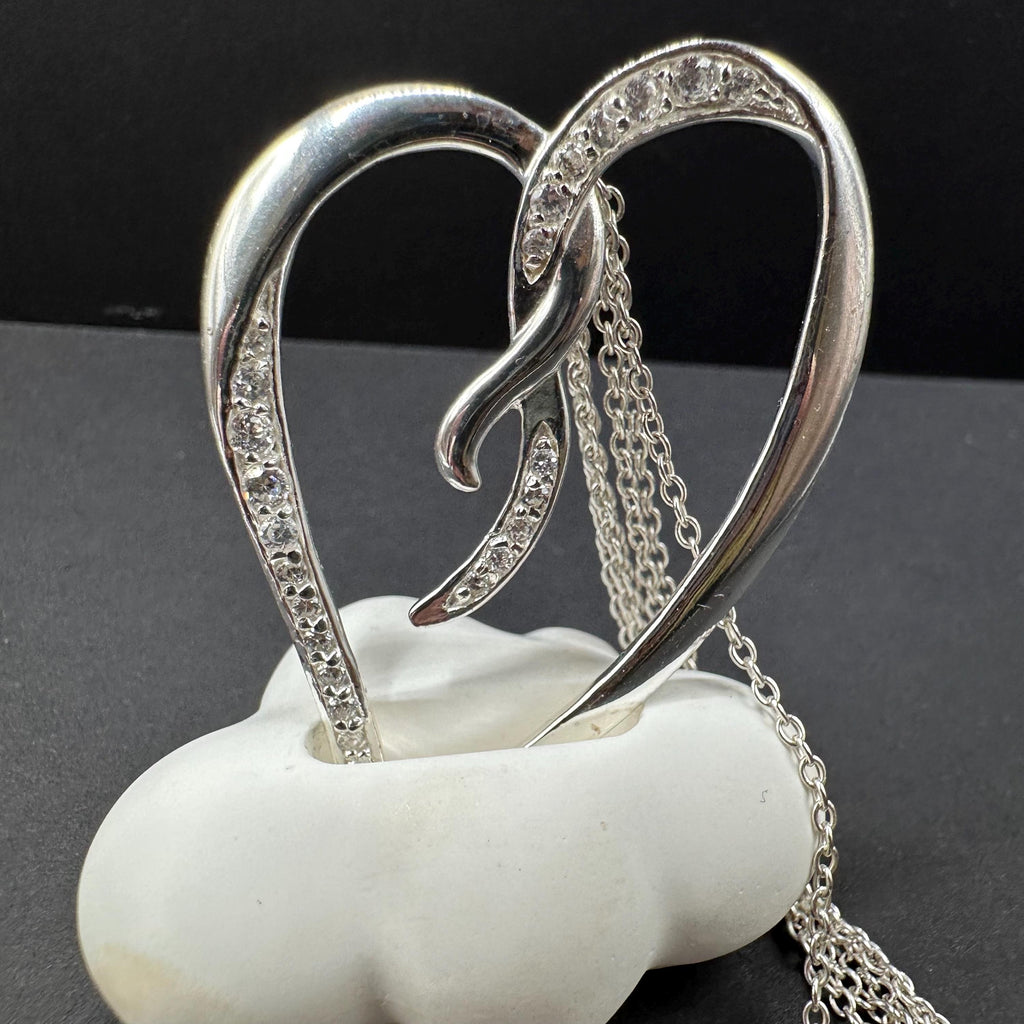 Sterling Silver Heart Pendant Necklace 16 Inches Length