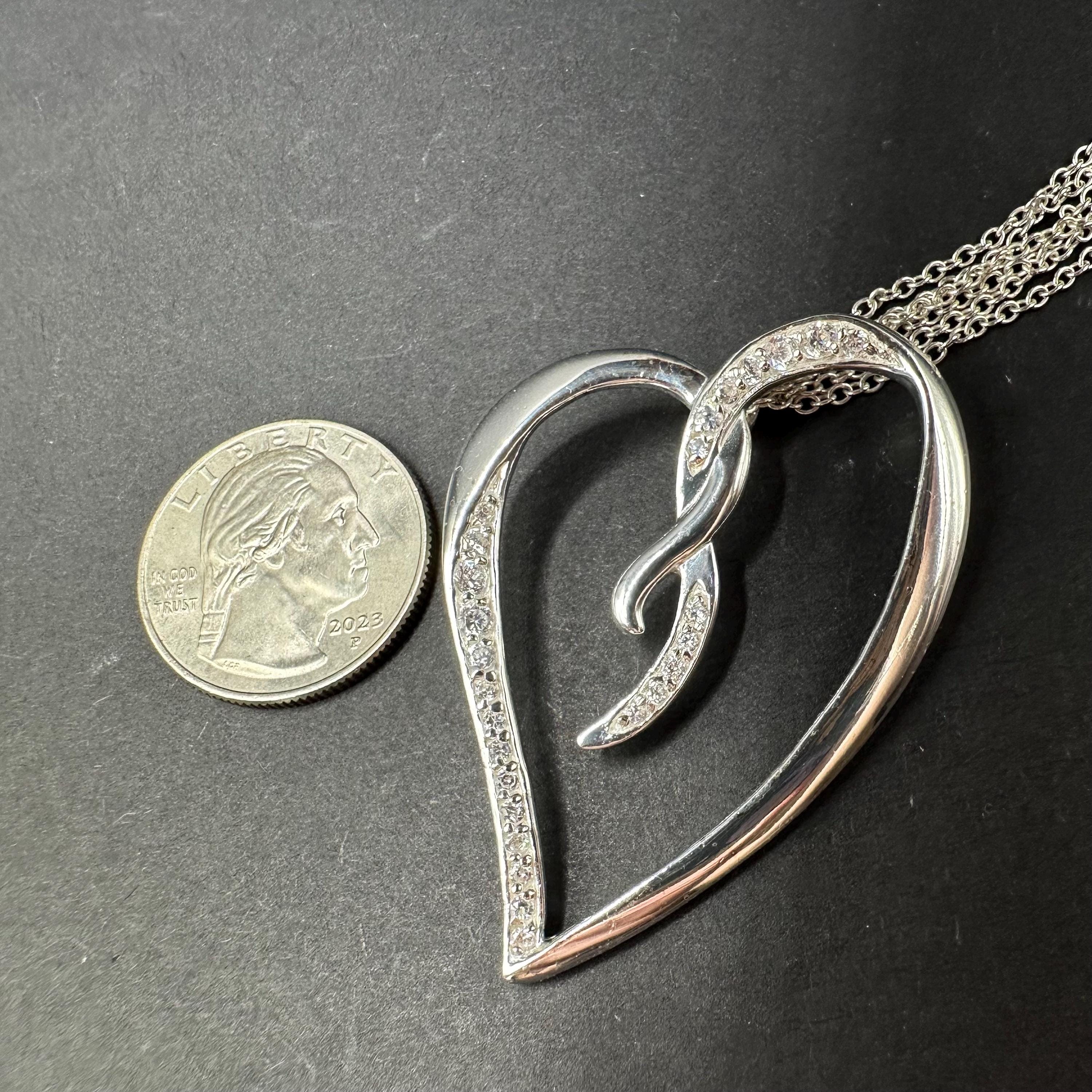 Sterling Silver Heart Pendant Necklace 16 Inches Length