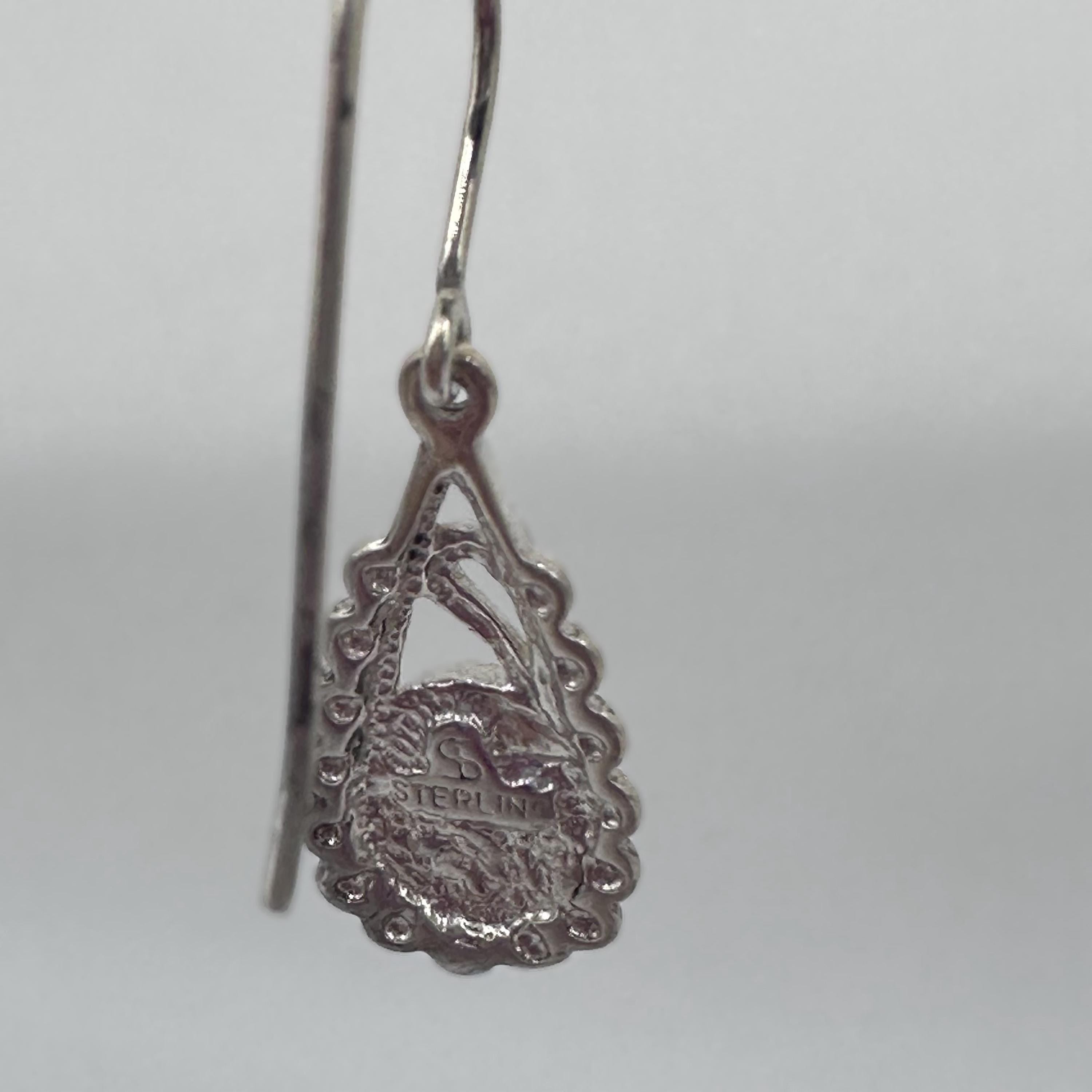 Sterling Silver Native American Drop Earrings with Turquoise