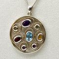 Sterling Silver Necklace with Assortment of Gemstones 18 inches in length