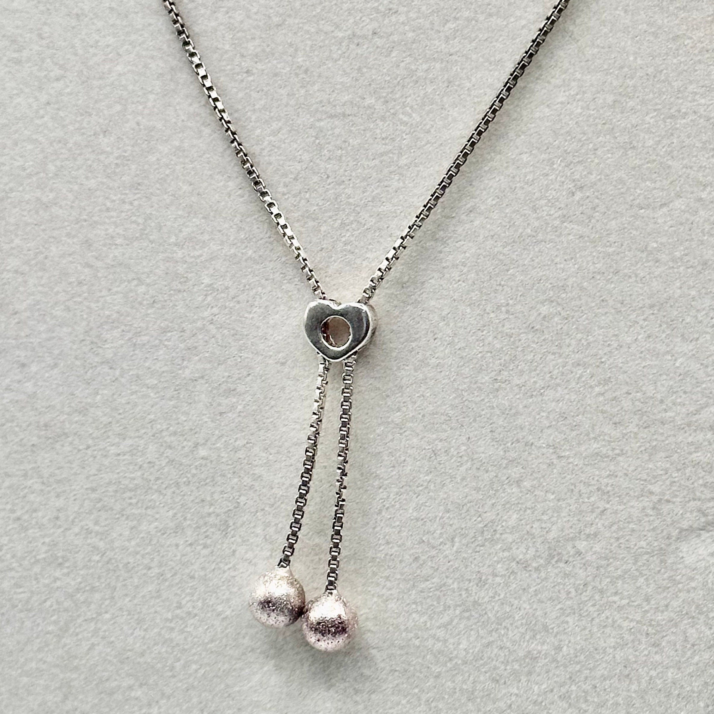 Sterling Silver Necklace with Heart and Tassels