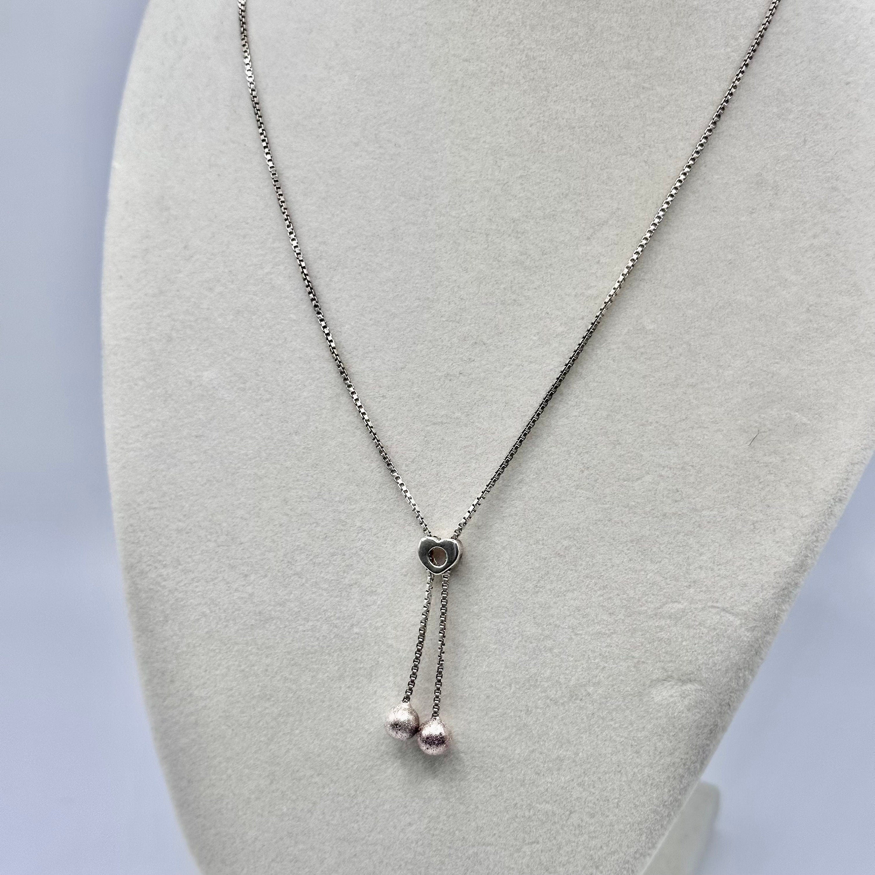 Sterling Silver Necklace with Heart and Tassels