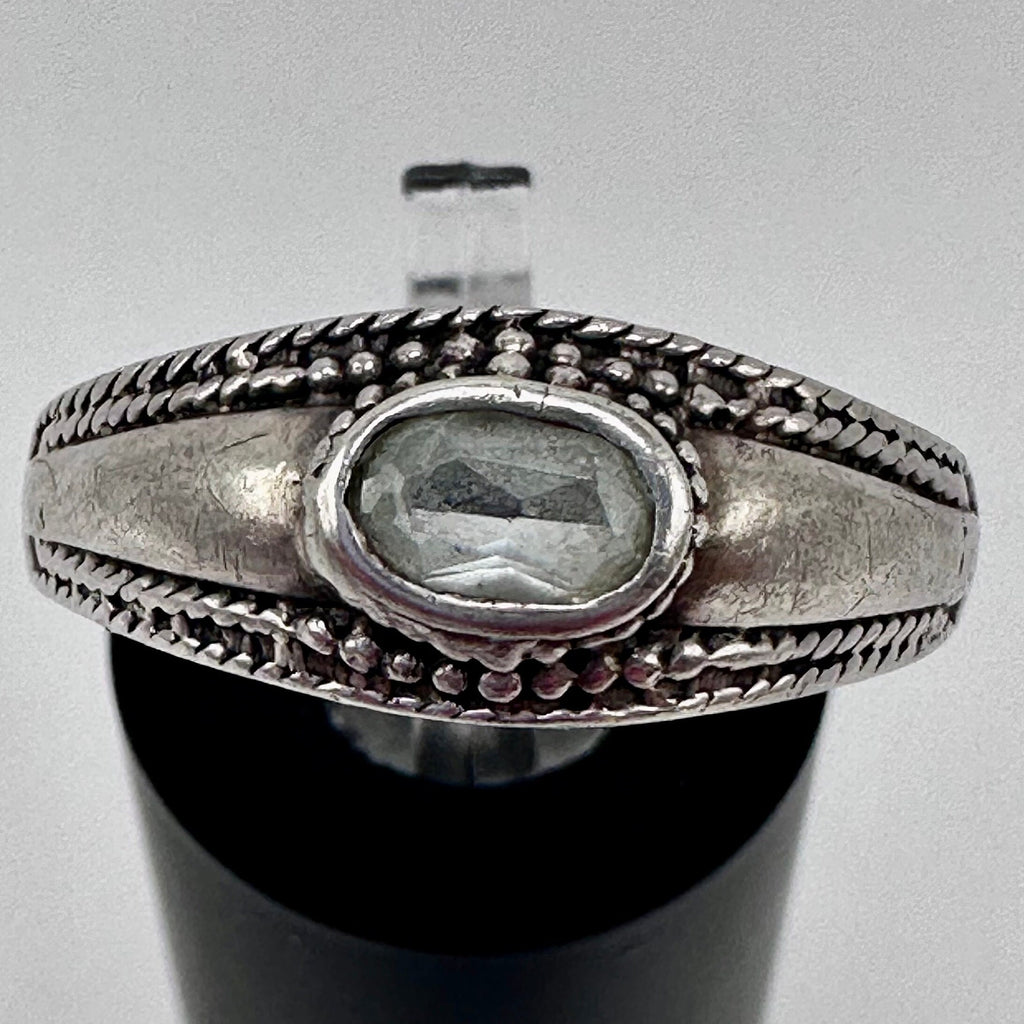 Sterling Silver Ring with Clear Gem Size 8.5