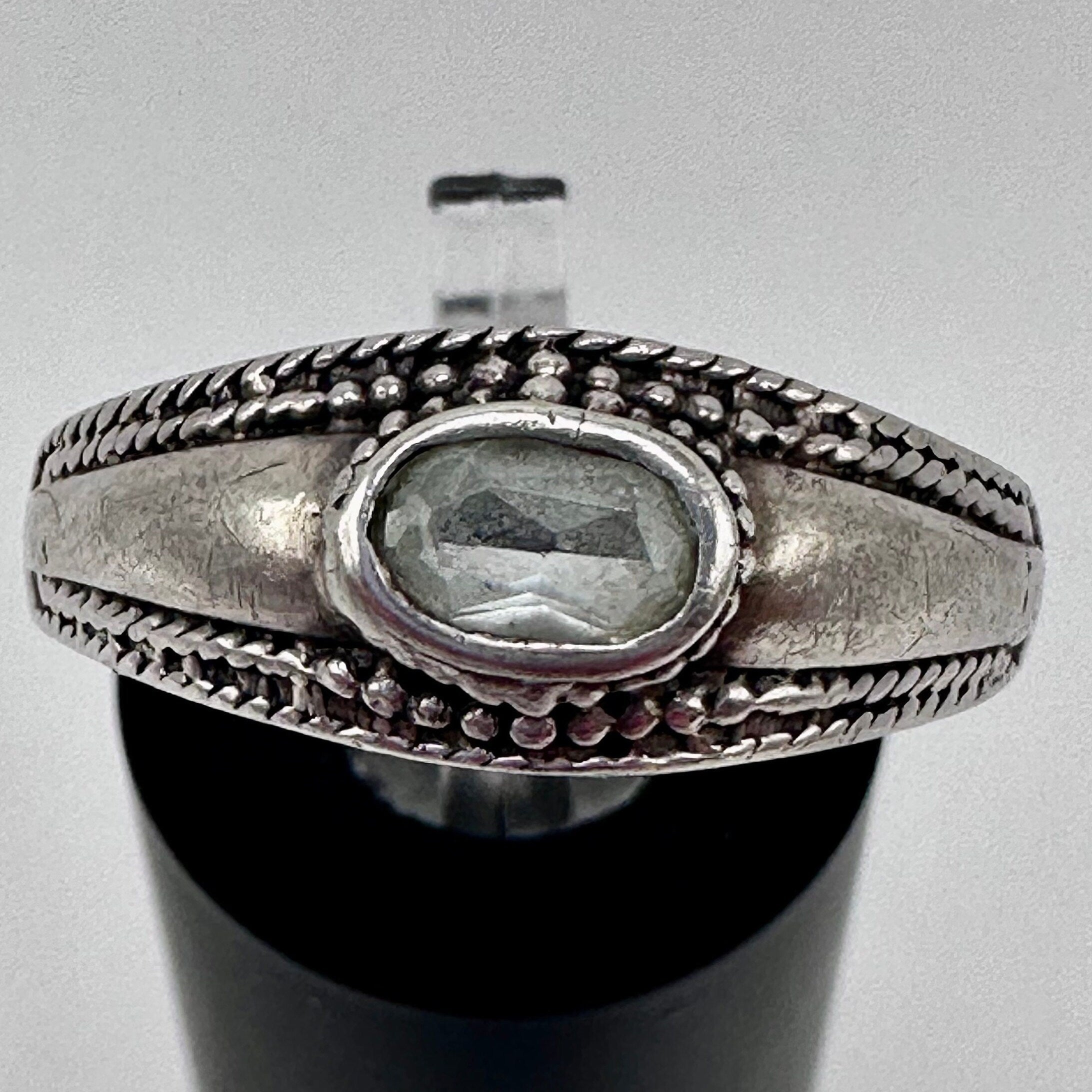 Sterling Silver Ring with Clear Gem Size 8.5