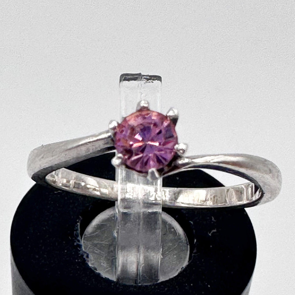 Sterling Silver Ring with Pink Gem Size 3.75