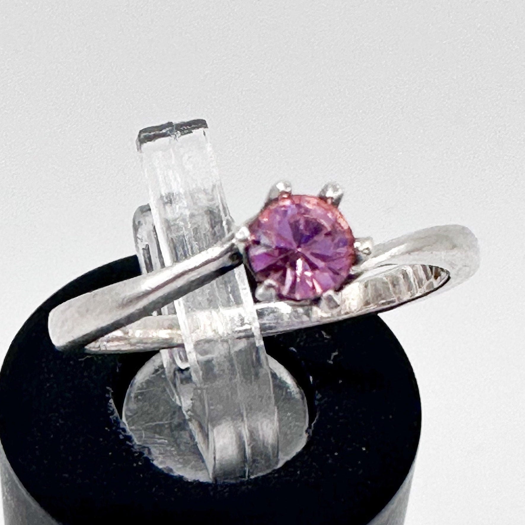 Sterling Silver Ring with Pink Gem Size 3.75