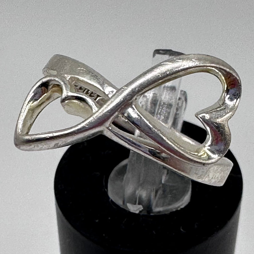 Sterling Silver Two Hearts Ring Size 6.5