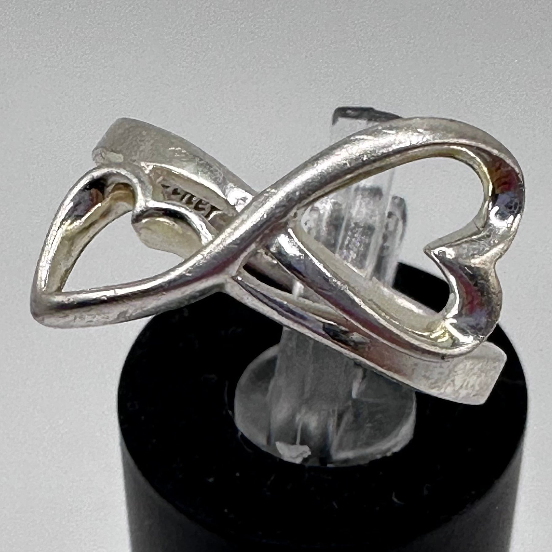 Sterling Silver Two Hearts Ring Size 6.5