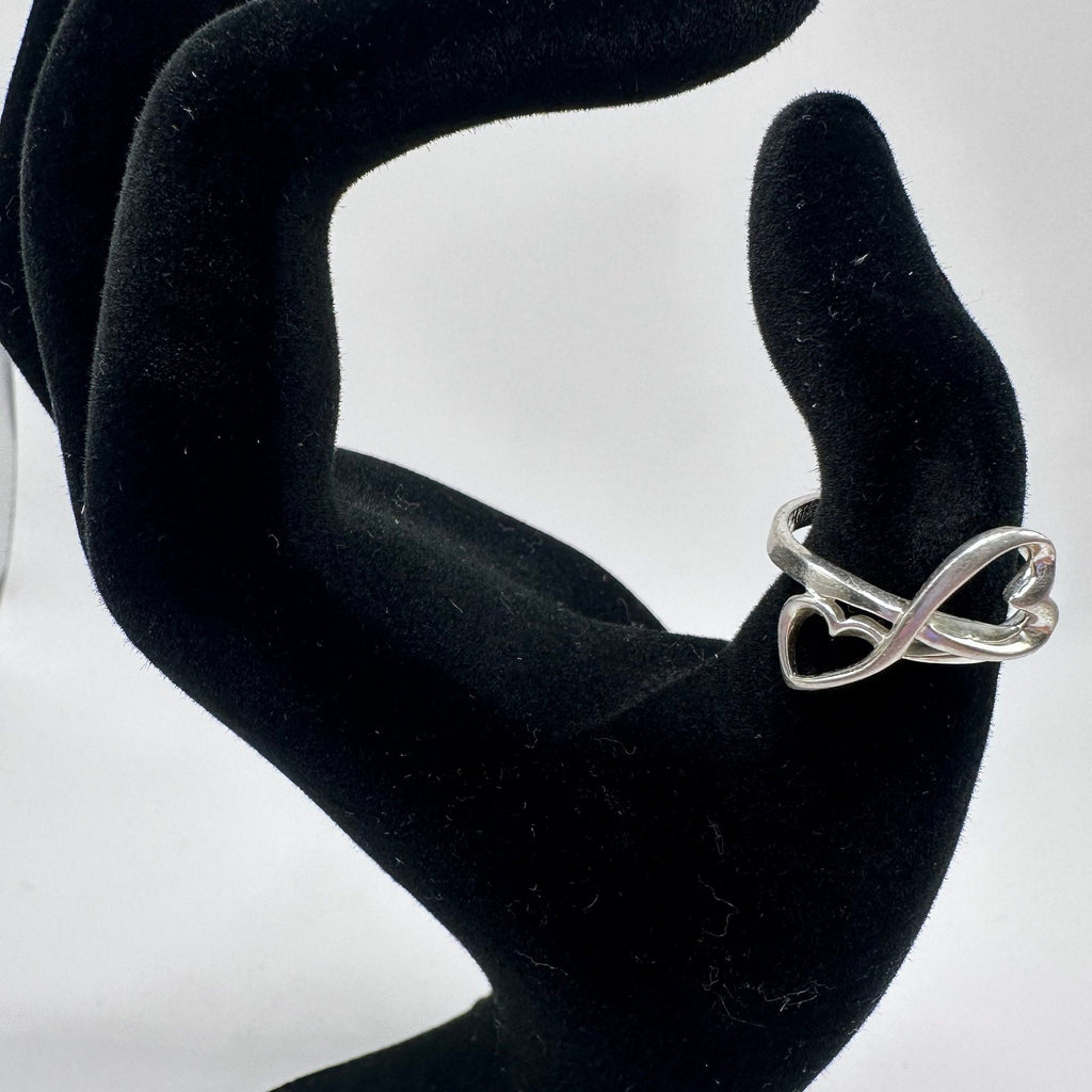 Sterling Silver Two Hearts Ring Size 6.5