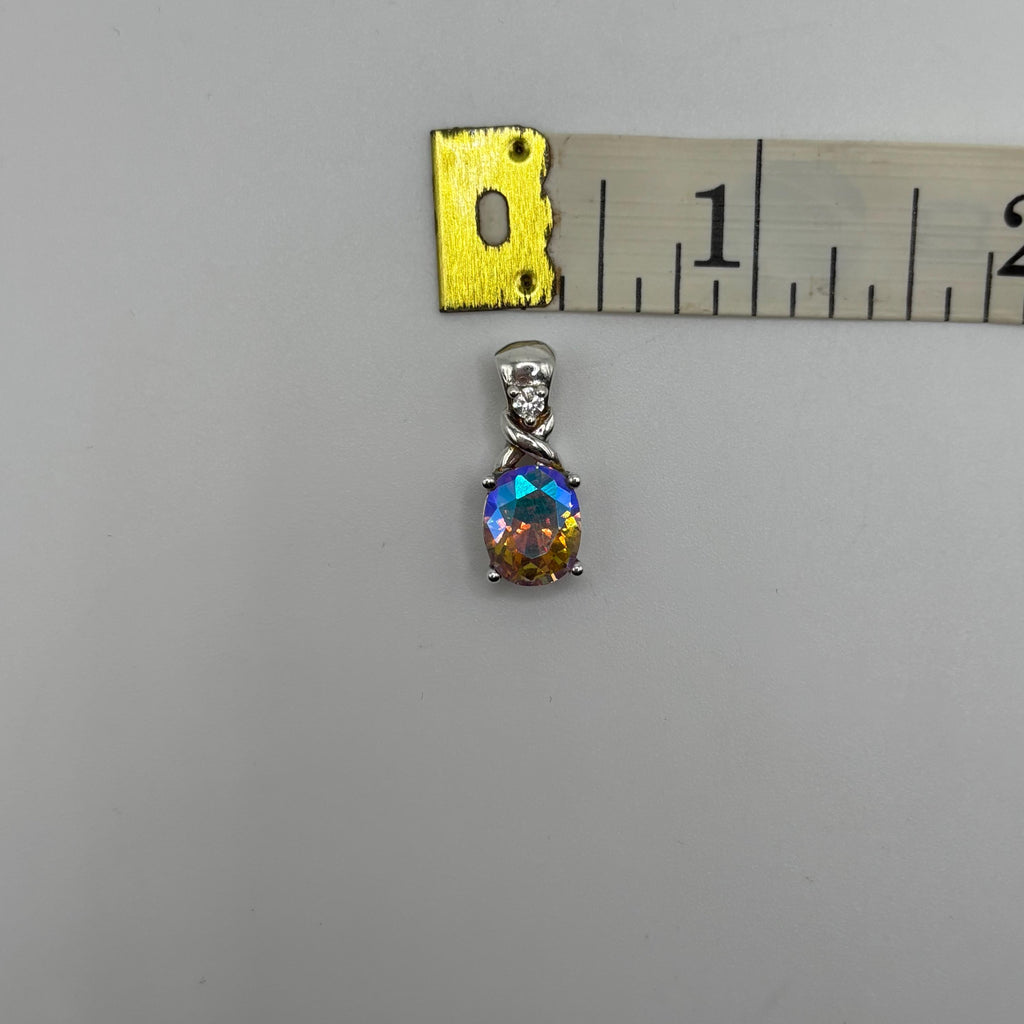 Sterling Silver Vintage Mystic Topaz Diamond Accent Necklace 18.5 Inches