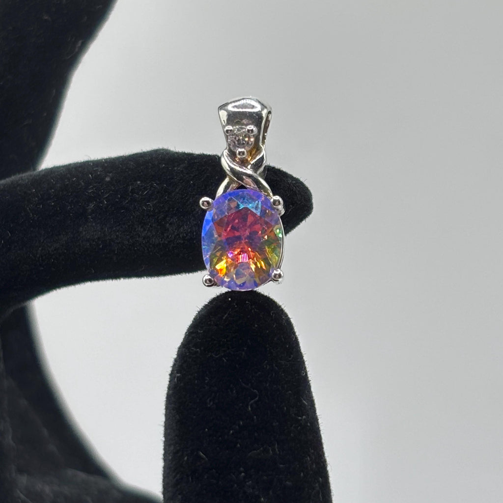 Sterling Silver Vintage Mystic Topaz Diamond Accent Necklace 18.5 Inches