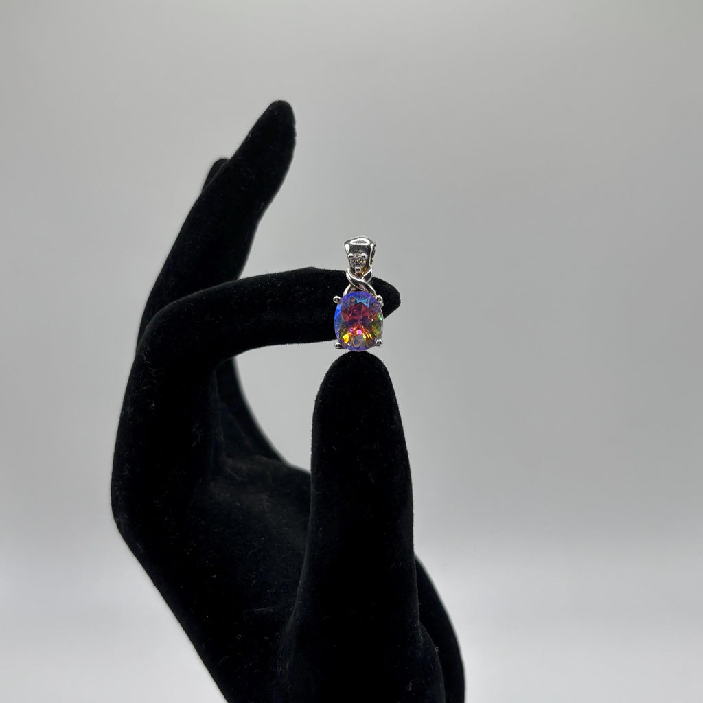 Sterling Silver Vintage Mystic Topaz Diamond Accent Necklace 18.5 Inches