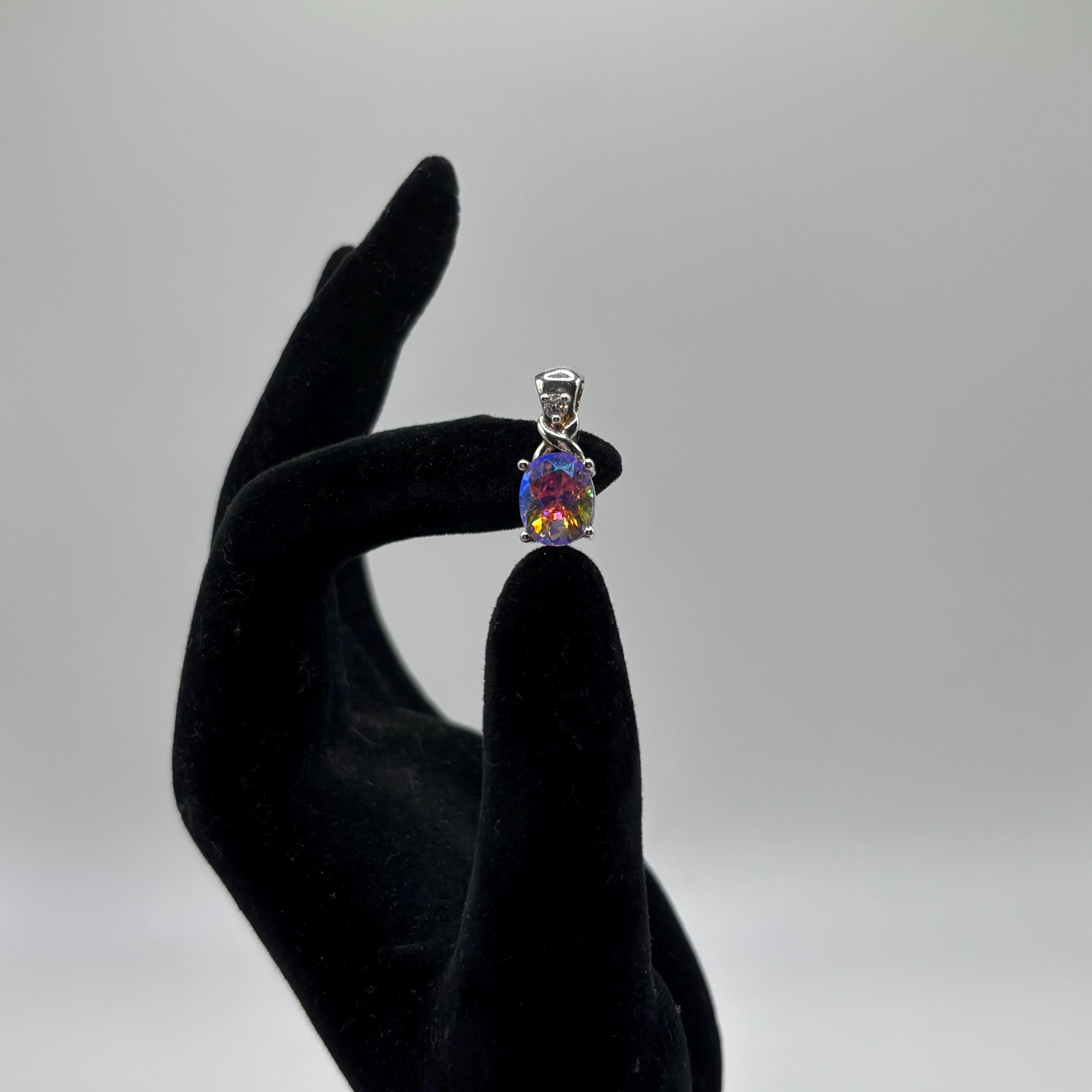 Sterling Silver Vintage Mystic Topaz Diamond Accent Necklace 18.5 Inches