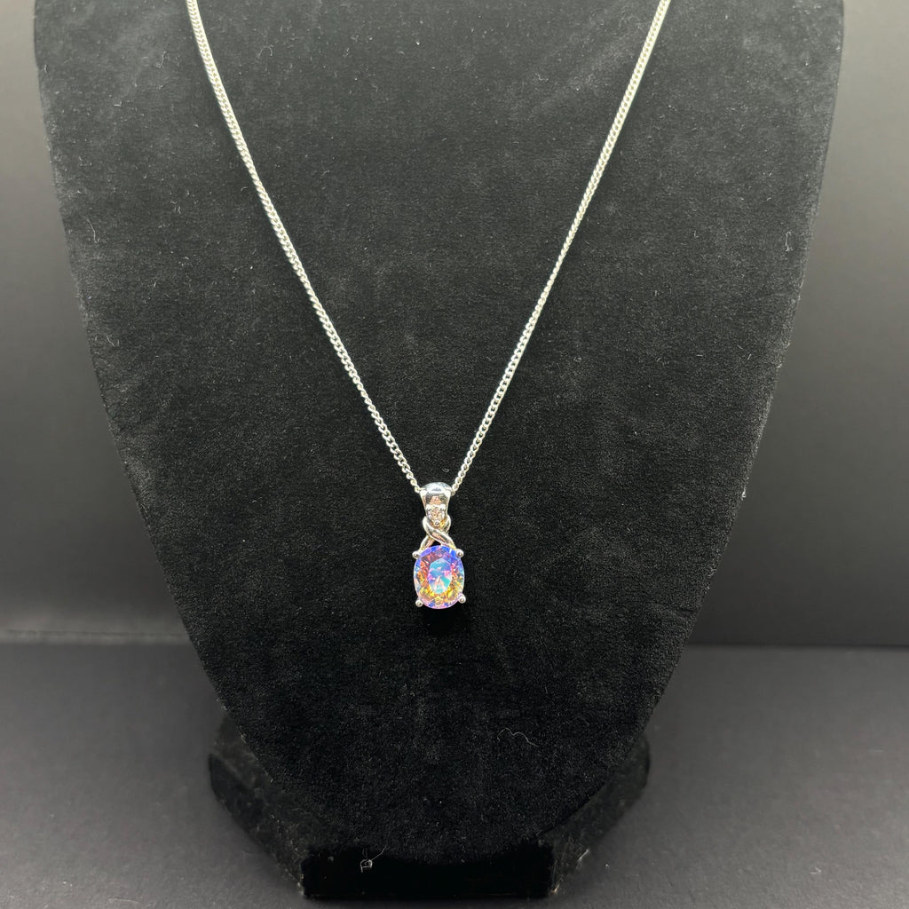 Sterling Silver Vintage Mystic Topaz Diamond Accent Necklace 18.5 Inches