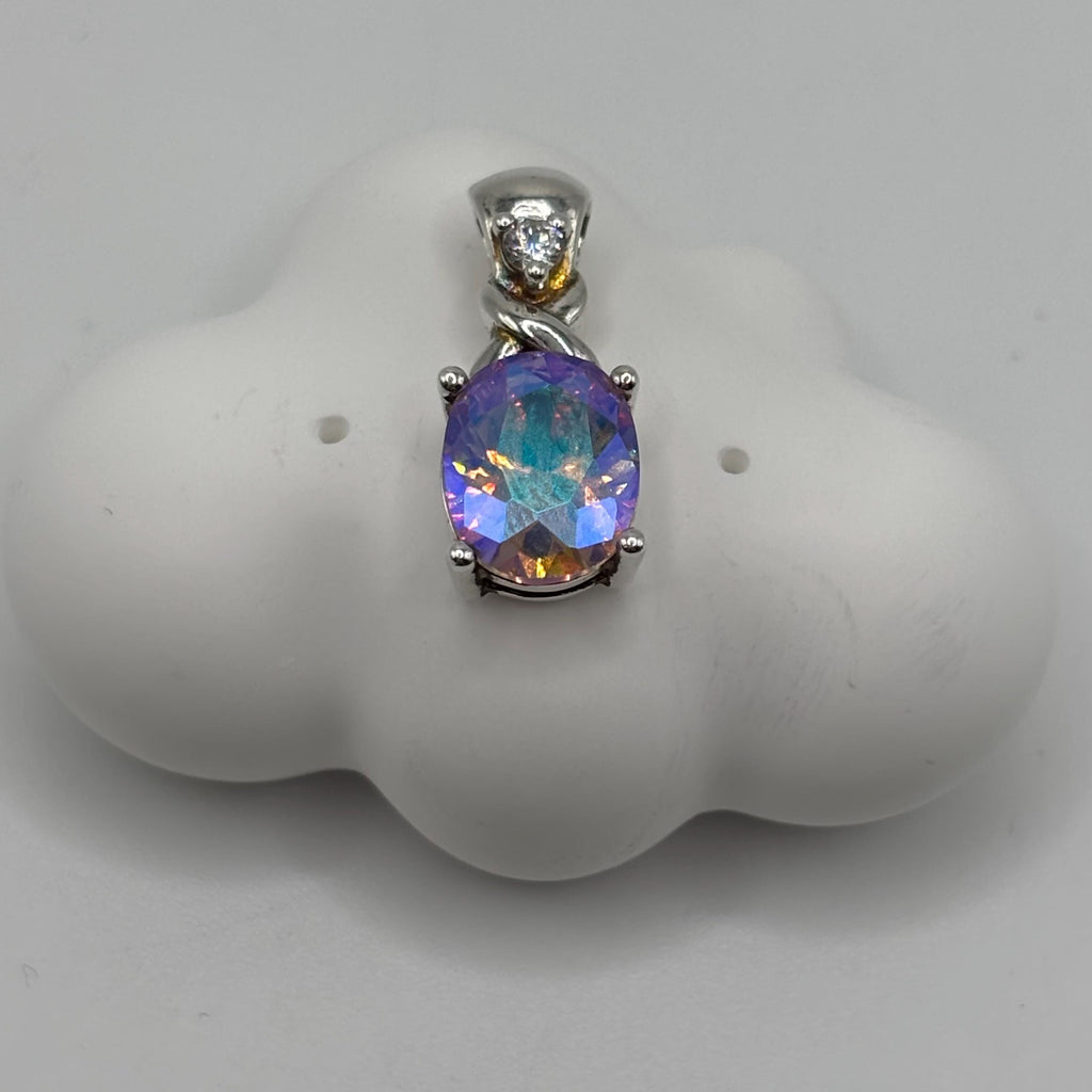 Sterling Silver Vintage Mystic Topaz Diamond Accent Necklace 18.5 Inches