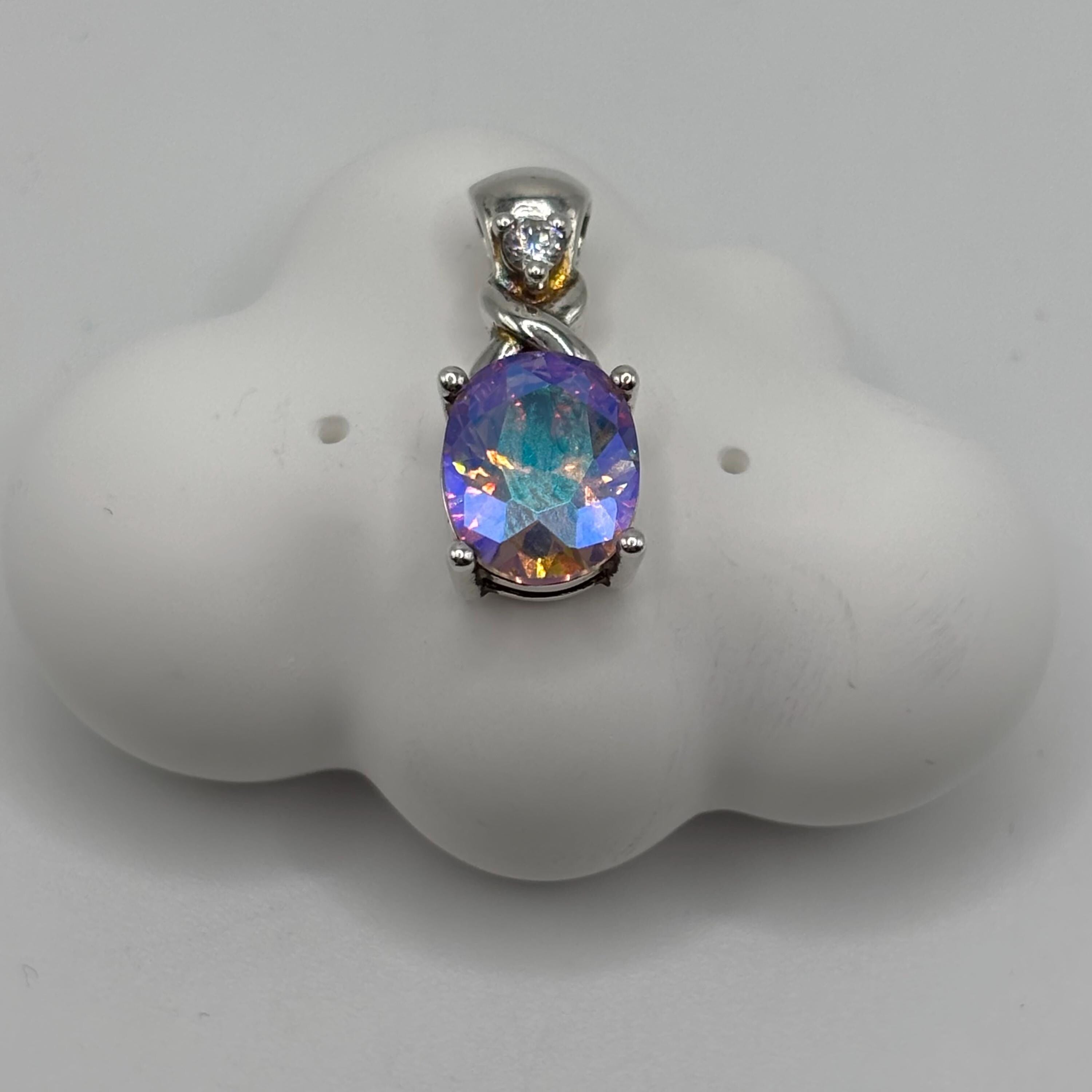 Sterling Silver Vintage Mystic Topaz Diamond Accent Necklace 18.5 Inches