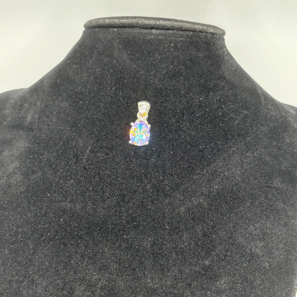 Sterling Silver Vintage Mystic Topaz Diamond Accent Necklace 18.5 Inches