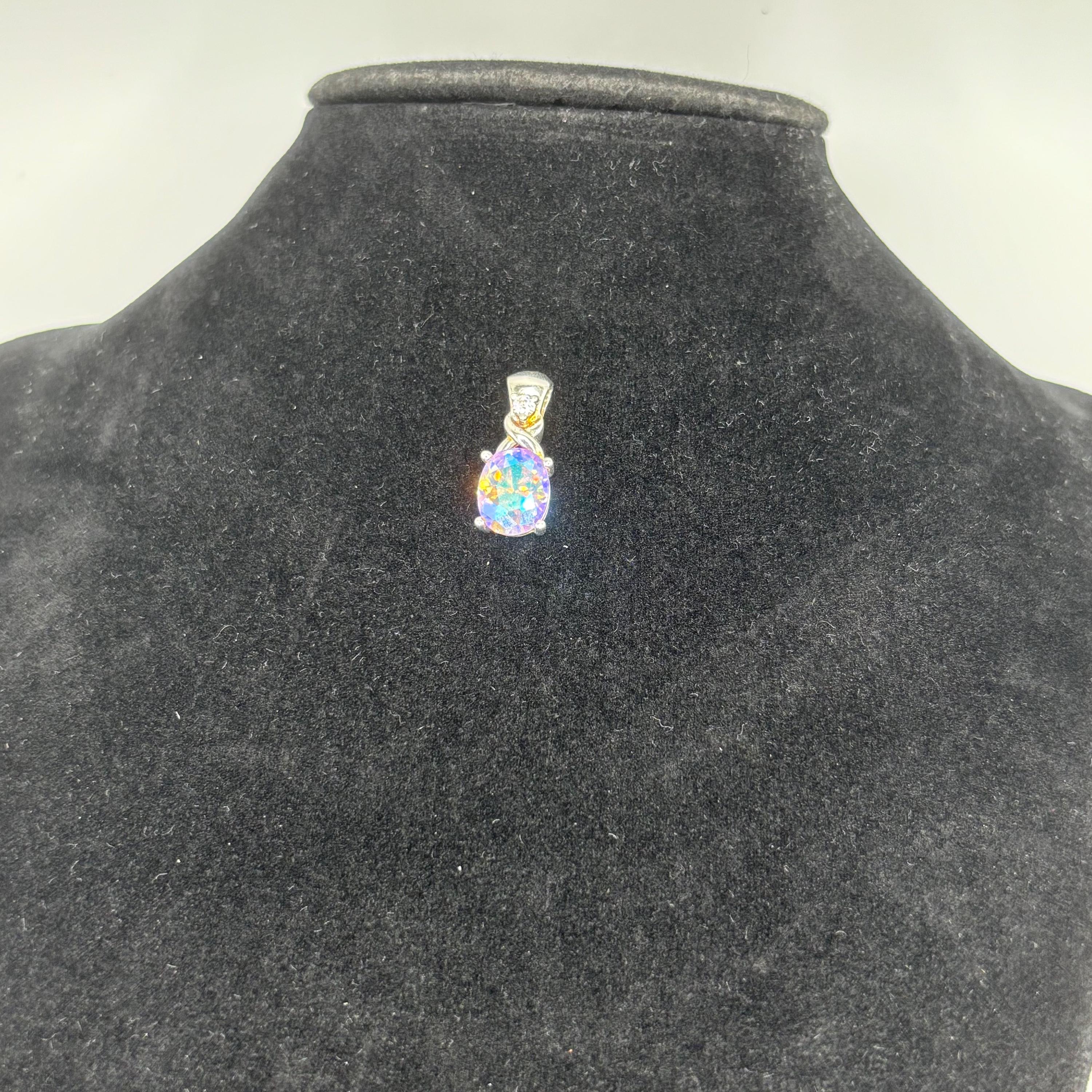 Sterling Silver Vintage Mystic Topaz Diamond Accent Necklace 18.5 Inches