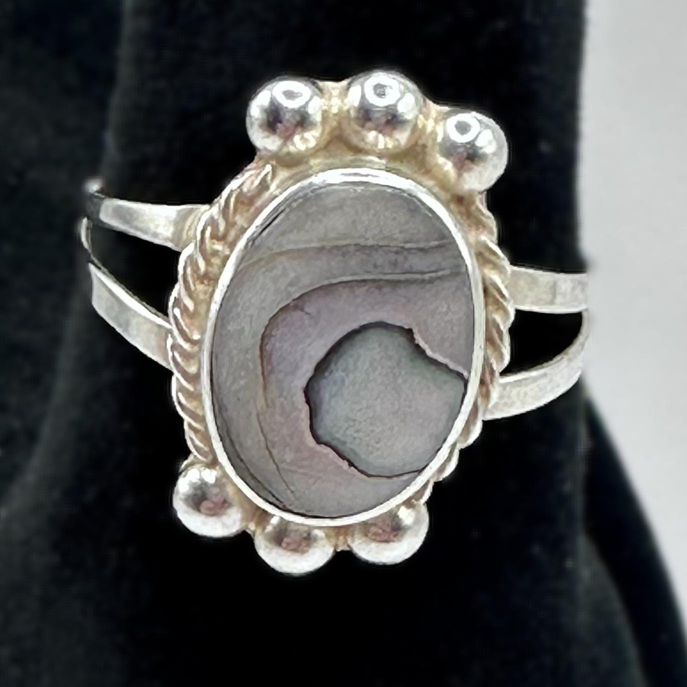 Sterling Silver and Agate Ring Size 7.5