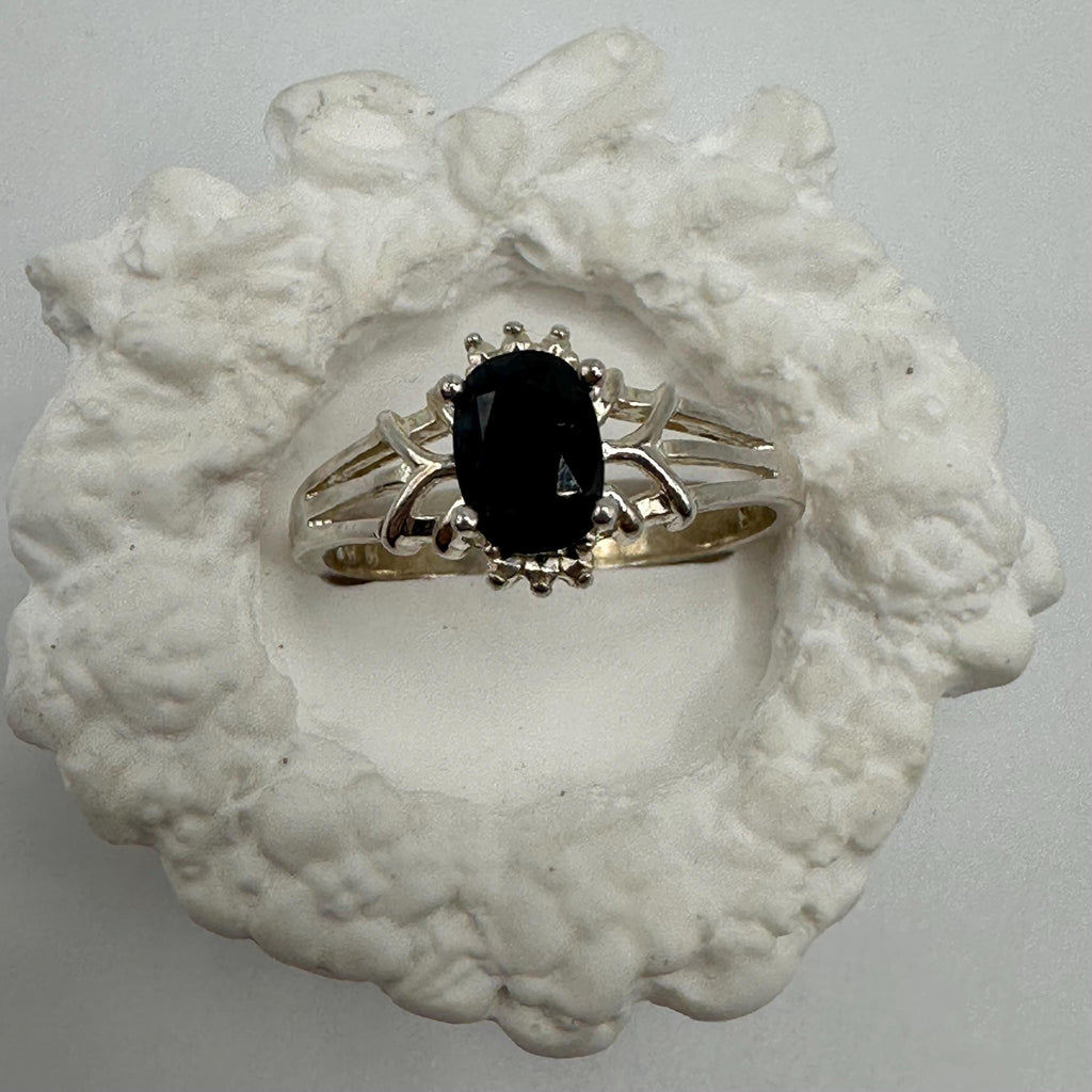 Sterling Silver and Blue Sapphire Vintage Ring Size 8
