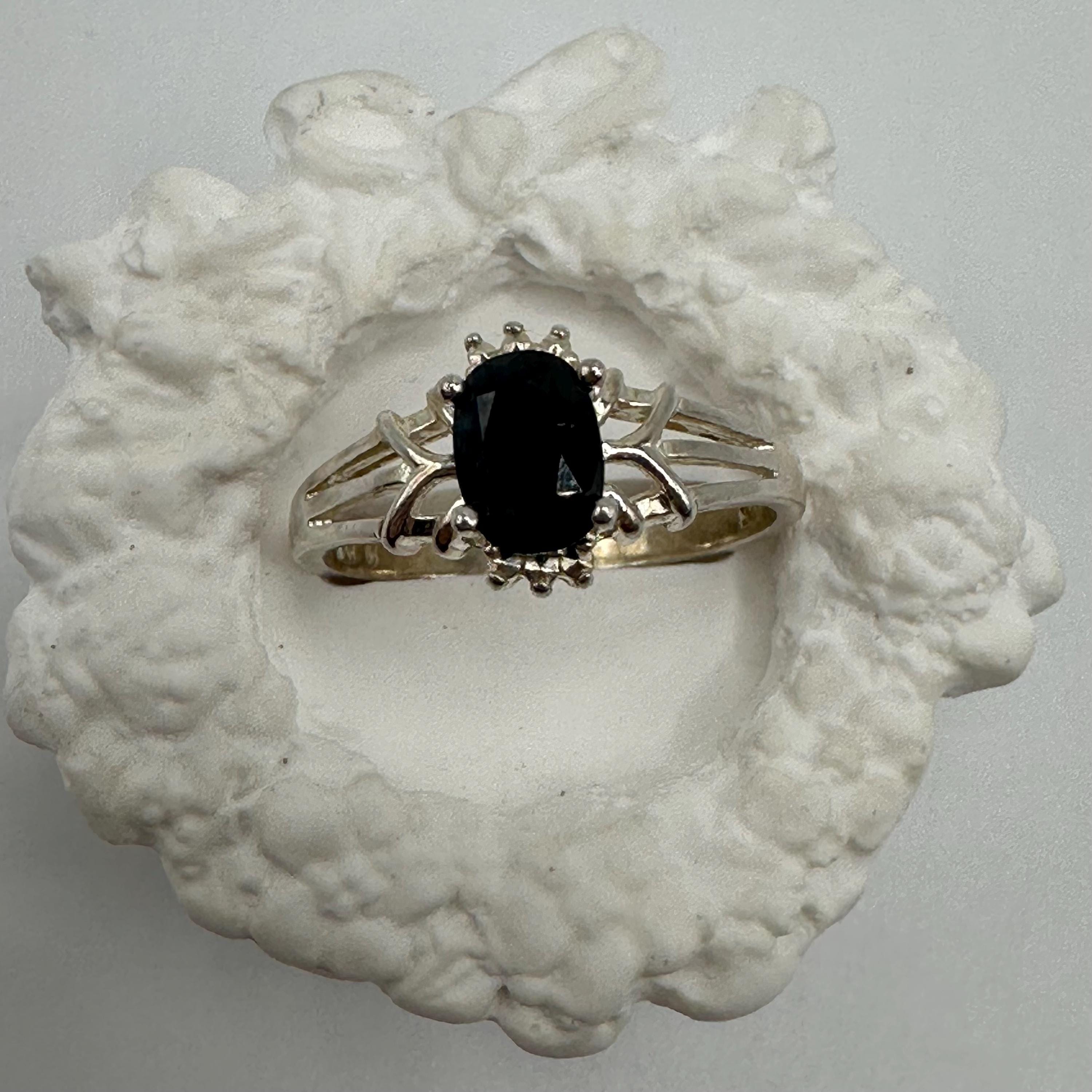 Sterling Silver and Blue Sapphire Vintage Ring Size 8