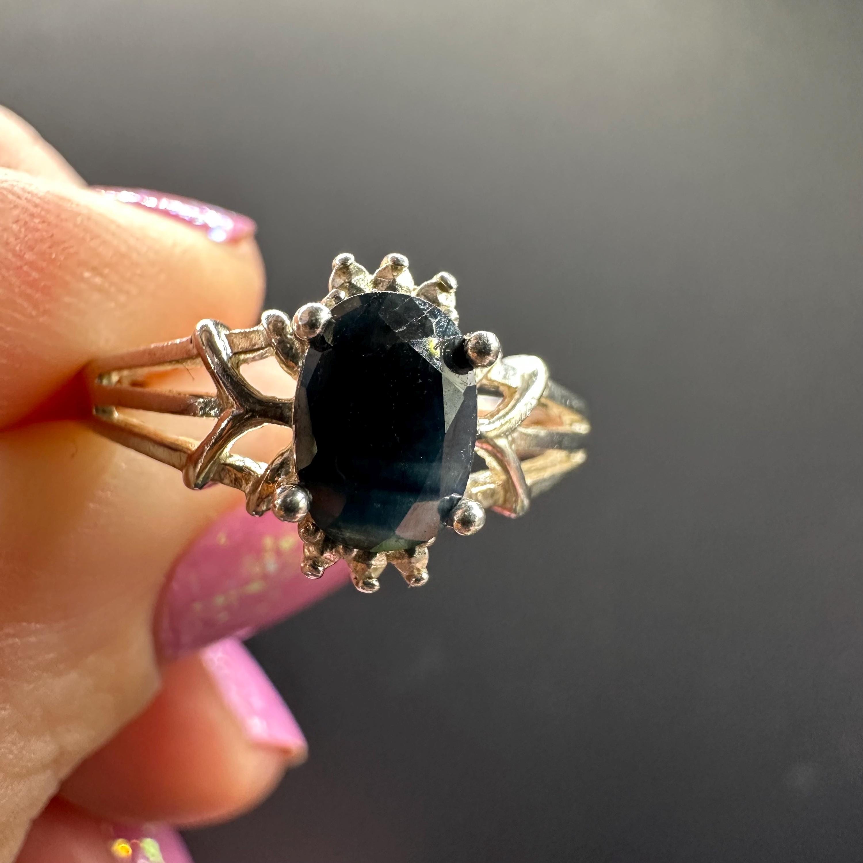 Sterling Silver and Blue Sapphire Vintage Ring Size 8
