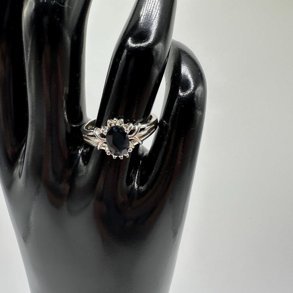 Sterling Silver and Blue Sapphire Vintage Ring Size 8