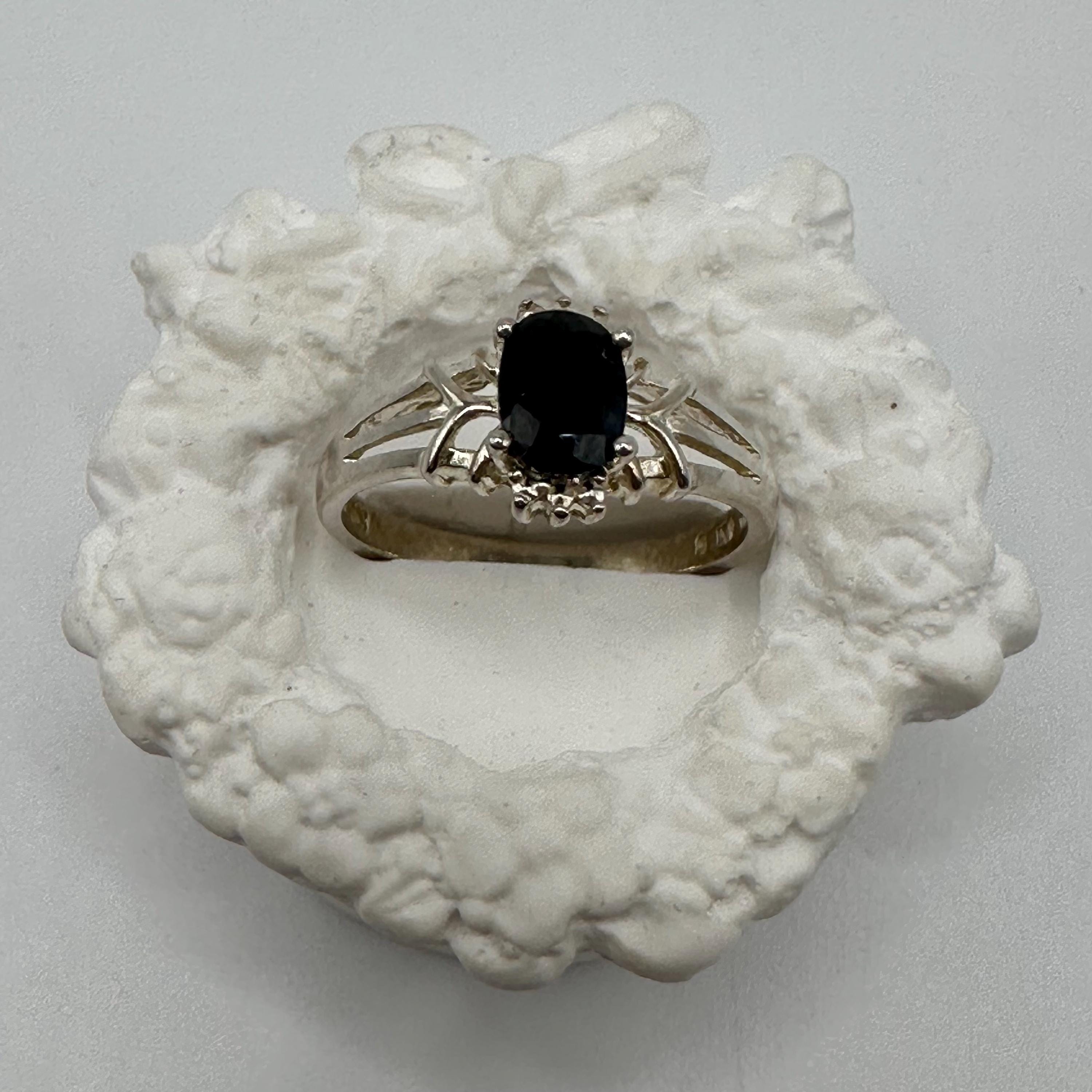 Sterling Silver and Blue Sapphire Vintage Ring Size 8