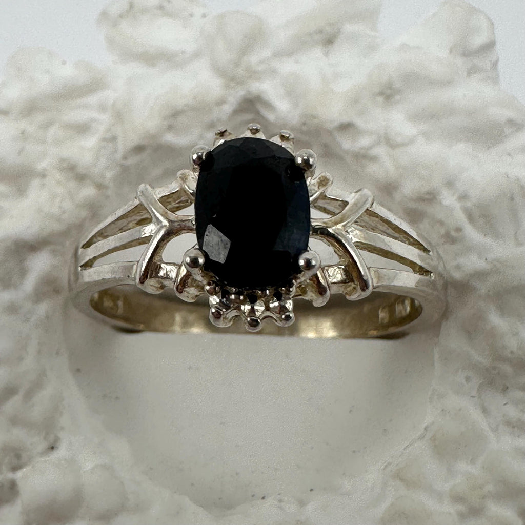 Sterling Silver and Blue Sapphire Vintage Ring Size 8