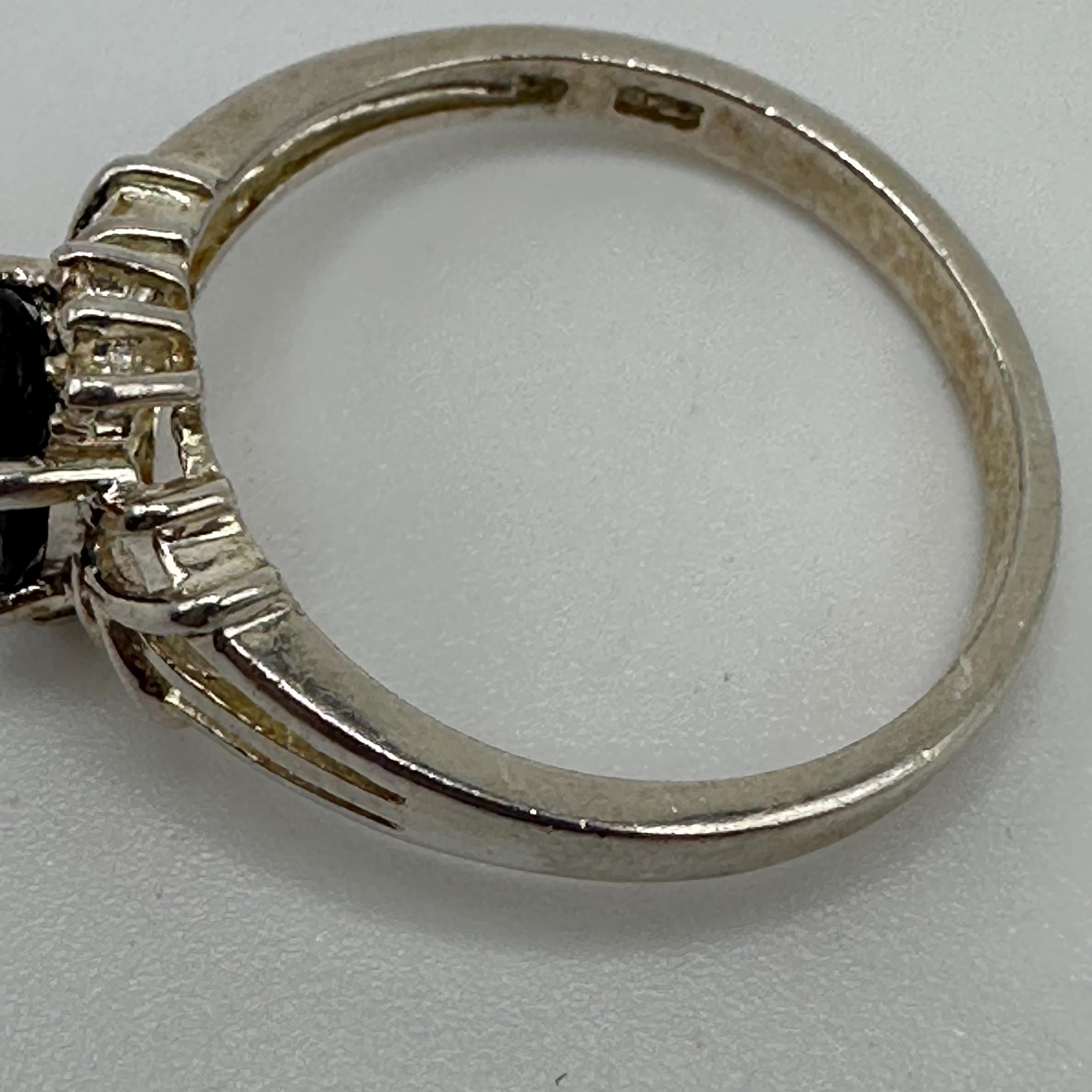 Sterling Silver and Blue Sapphire Vintage Ring Size 8