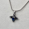 Sterling Silver and Blue Stone Charm Necklace