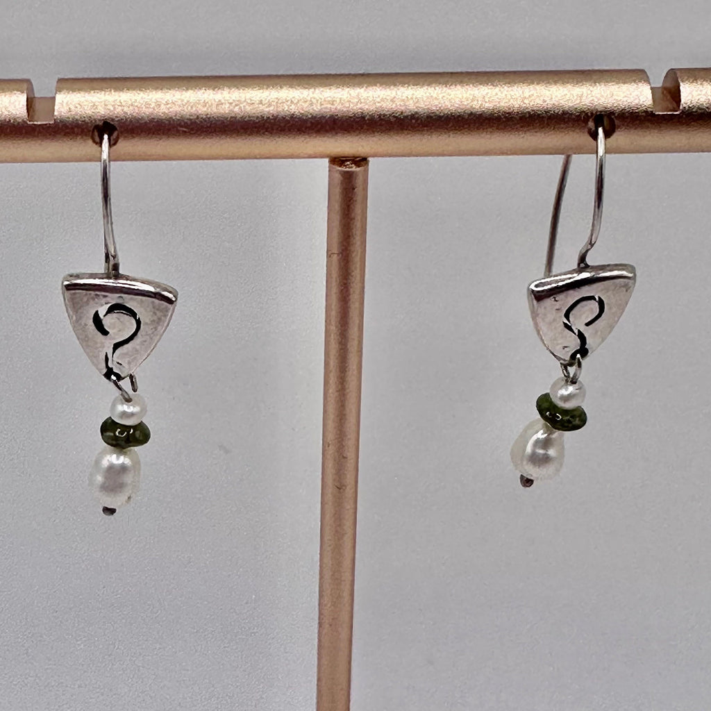 Sterling Silver and Green Dangle Earrings