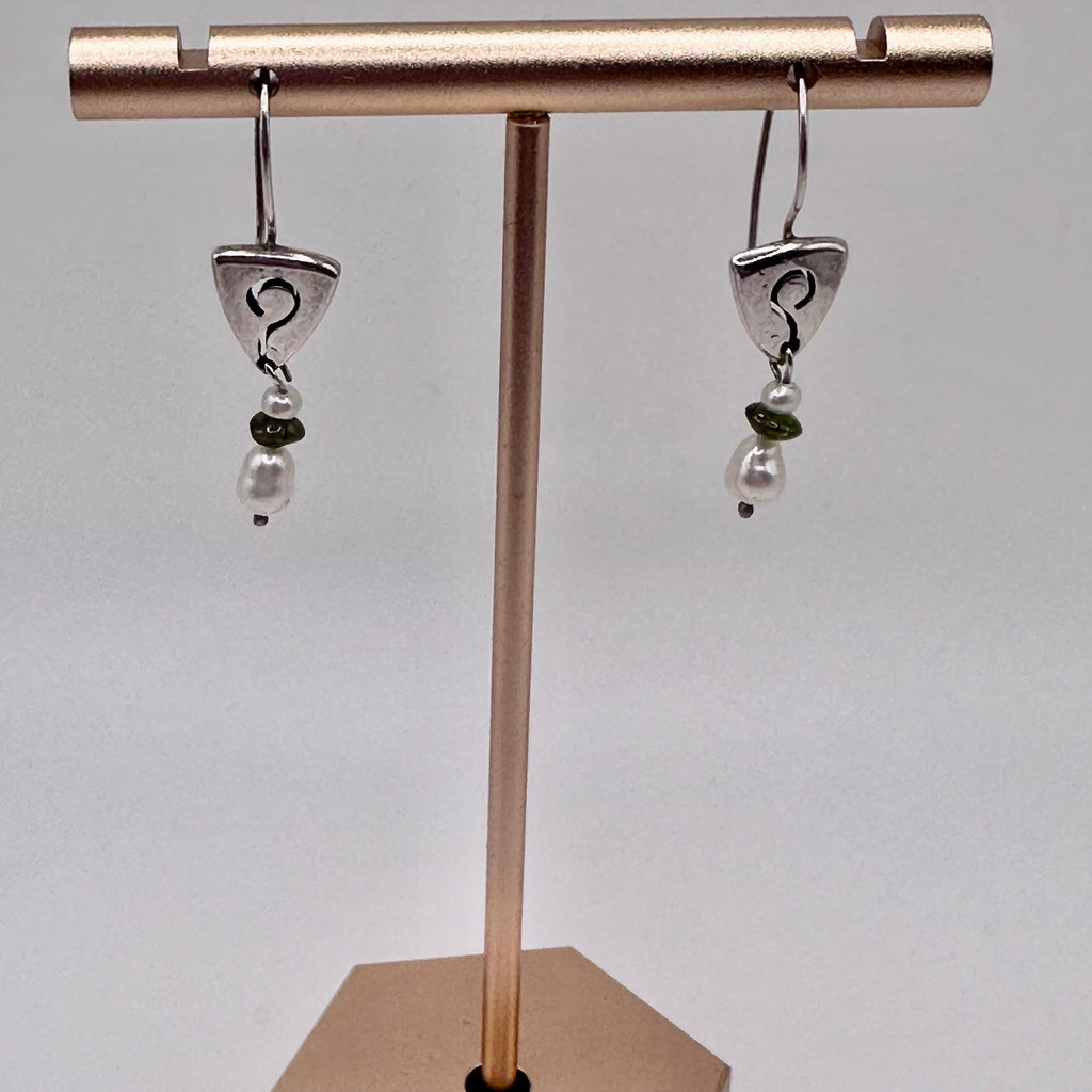 Sterling Silver and Green Dangle Earrings