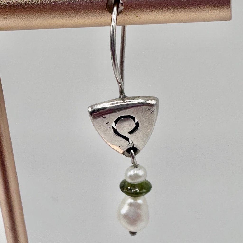 Sterling Silver and Green Dangle Earrings