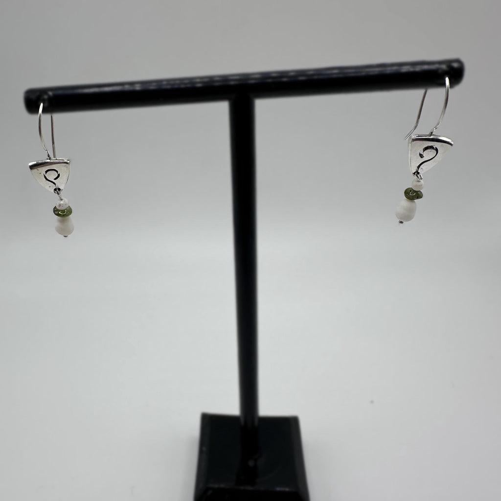 Sterling Silver and Green Dangle Earrings