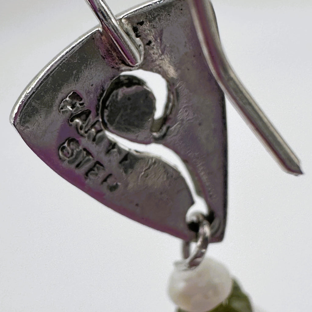 Sterling Silver and Green Dangle Earrings