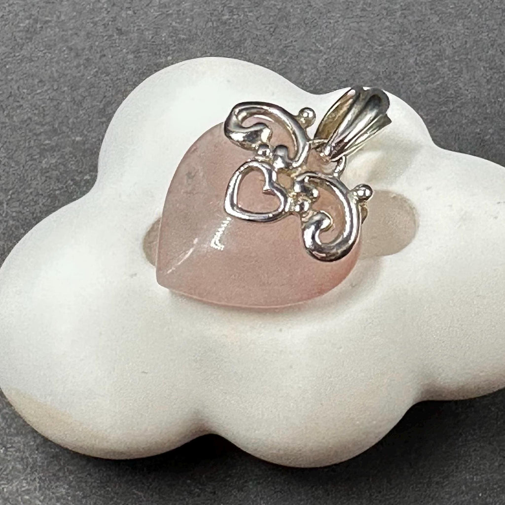 Sterling Silver and Rose Quartz Heart Pendant for Necklace
